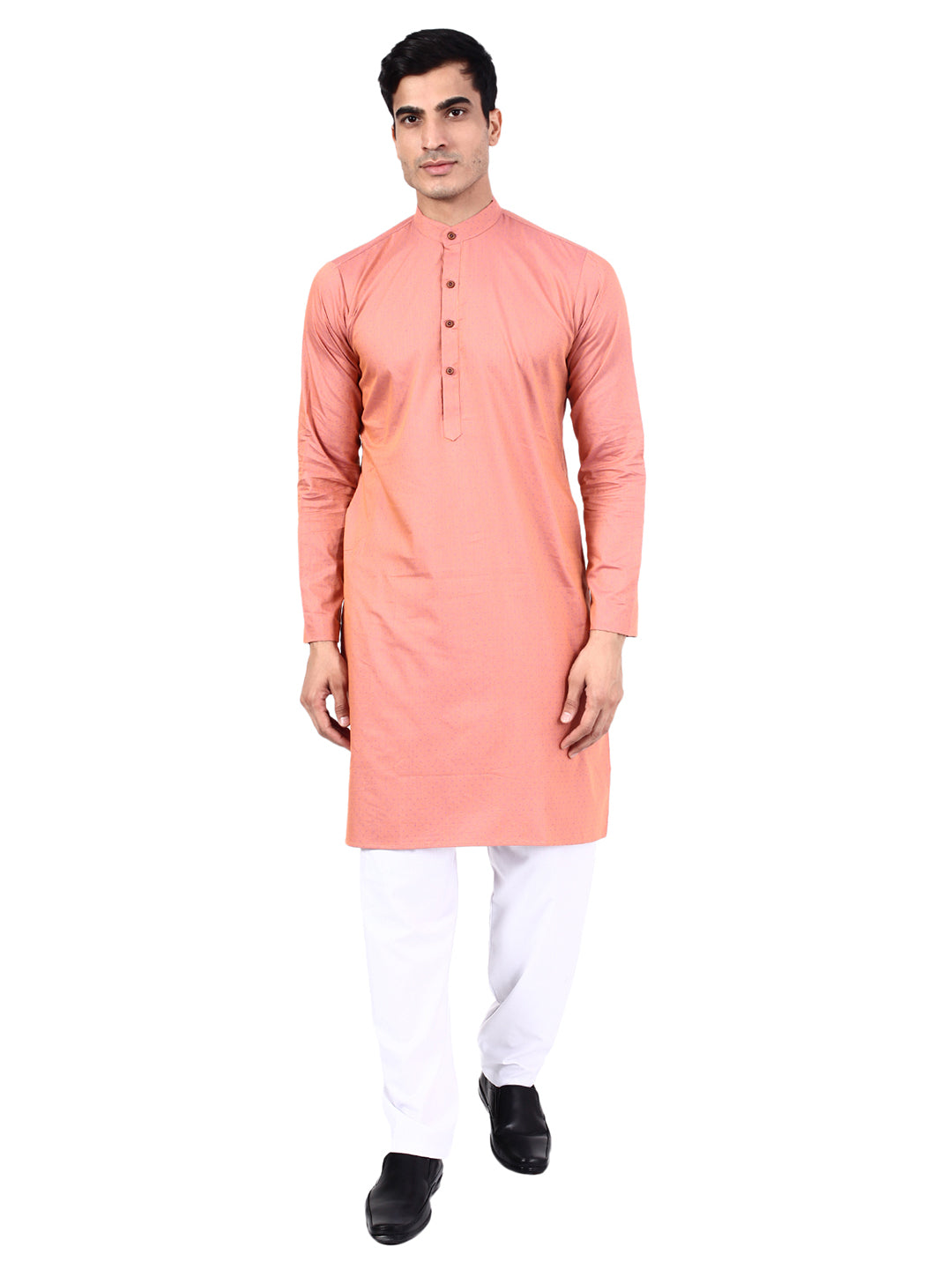 Men Peach Kurta Set - Tahvo India