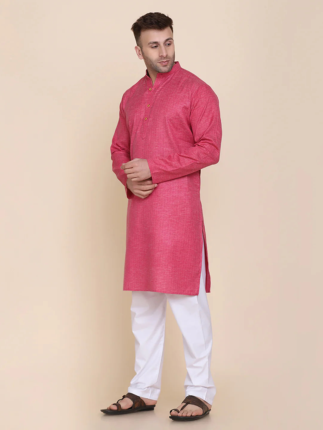 Men Pink Kurta Set
