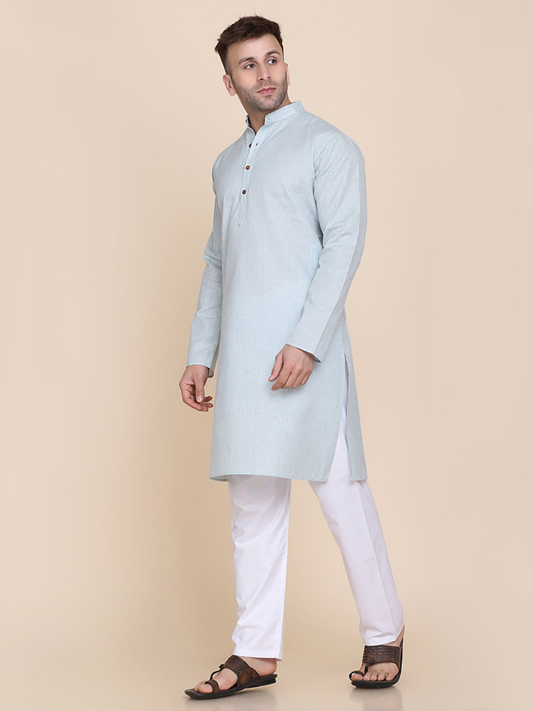 Men Sea Green Kurta set - Tahvo India