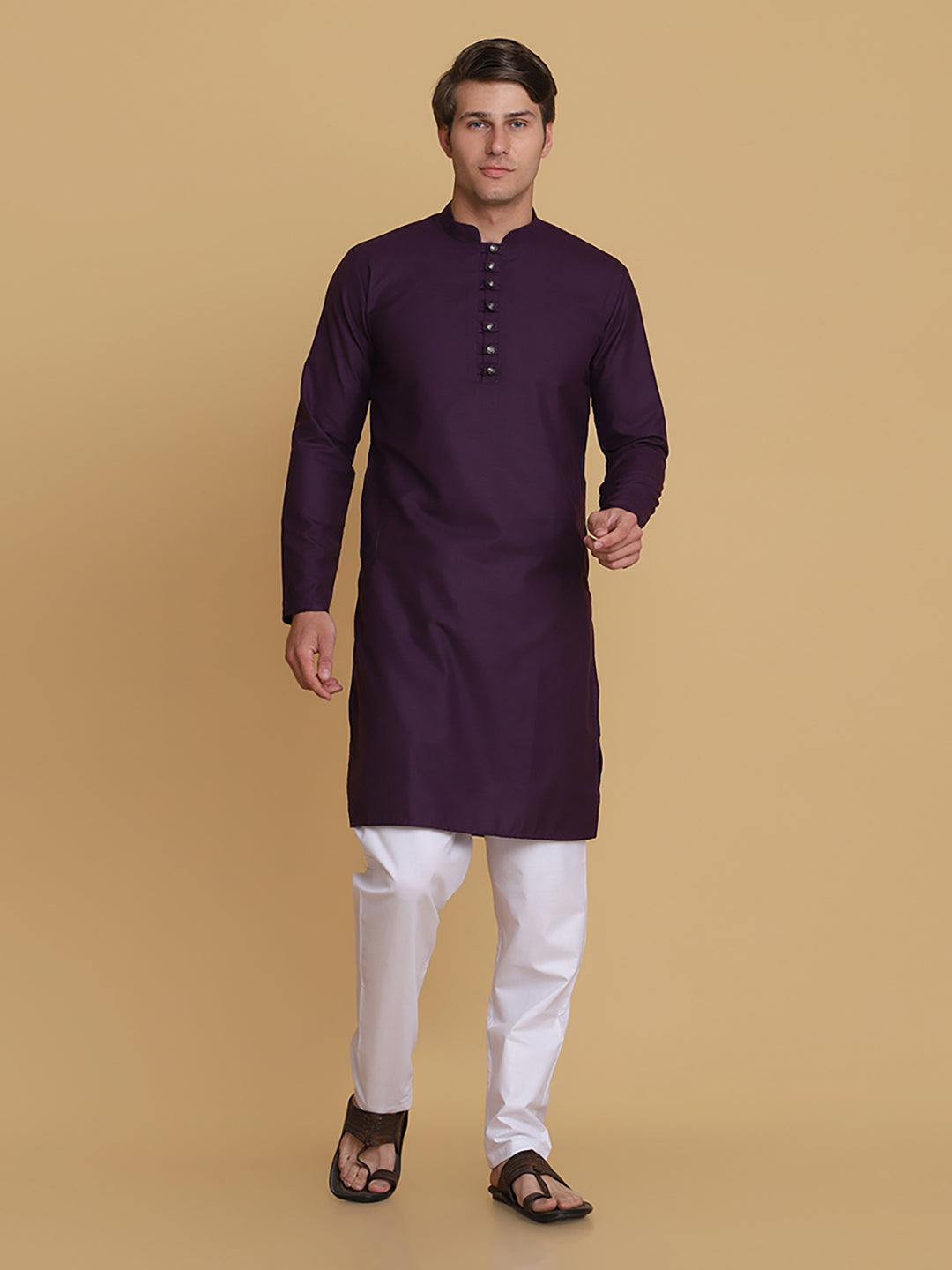 Men Purple Kurta Set - Tahvo India