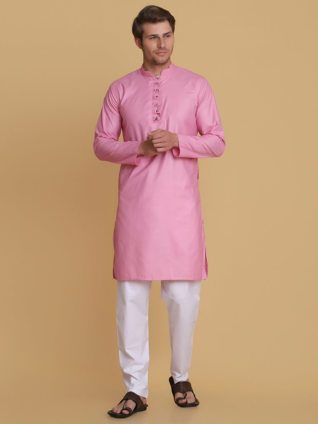 Men Pink Kurta Set - Tahvo India
