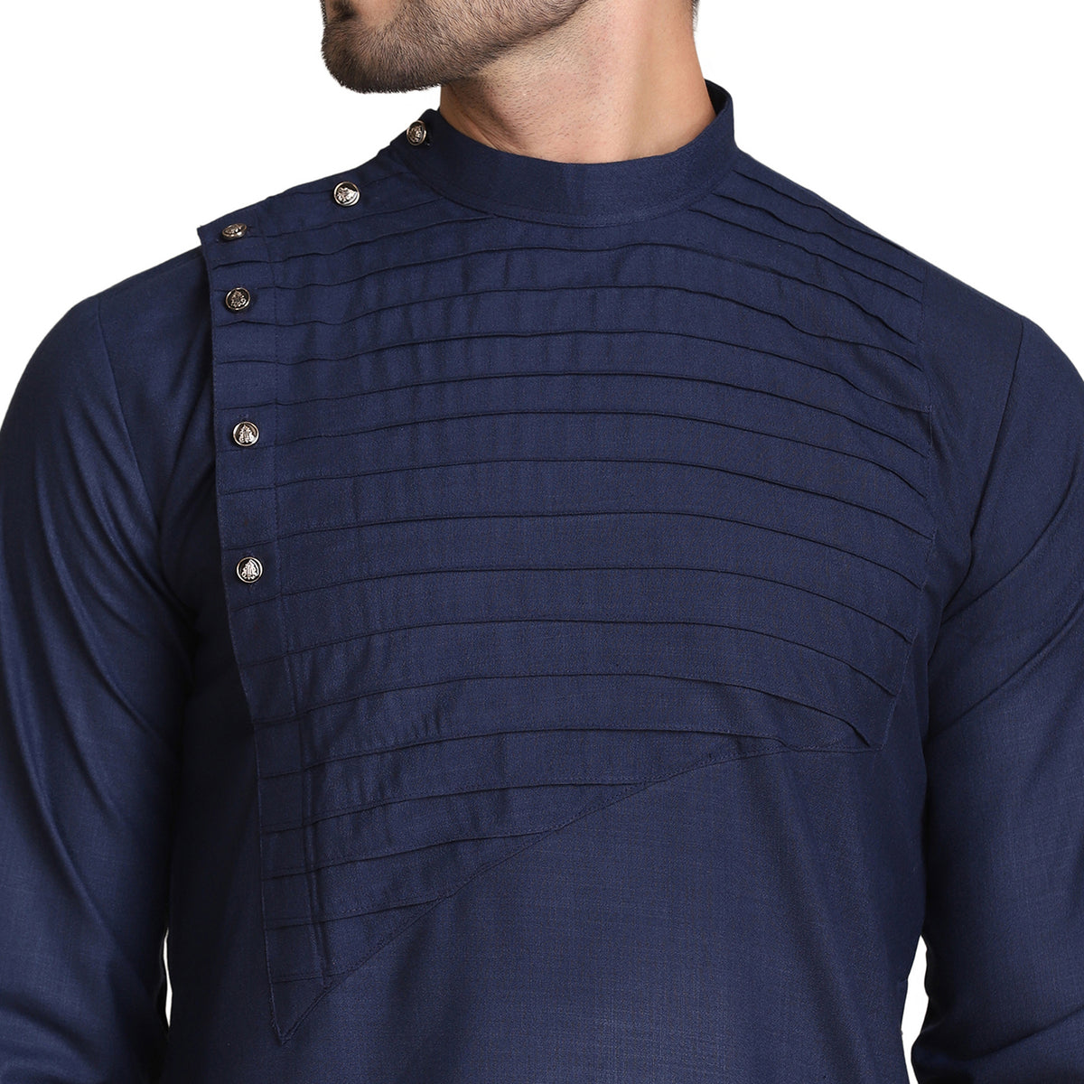 Men Navy Blue solid Kurta