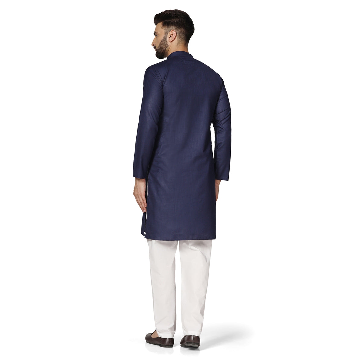 Men Navy Blue Casual Kurta Set