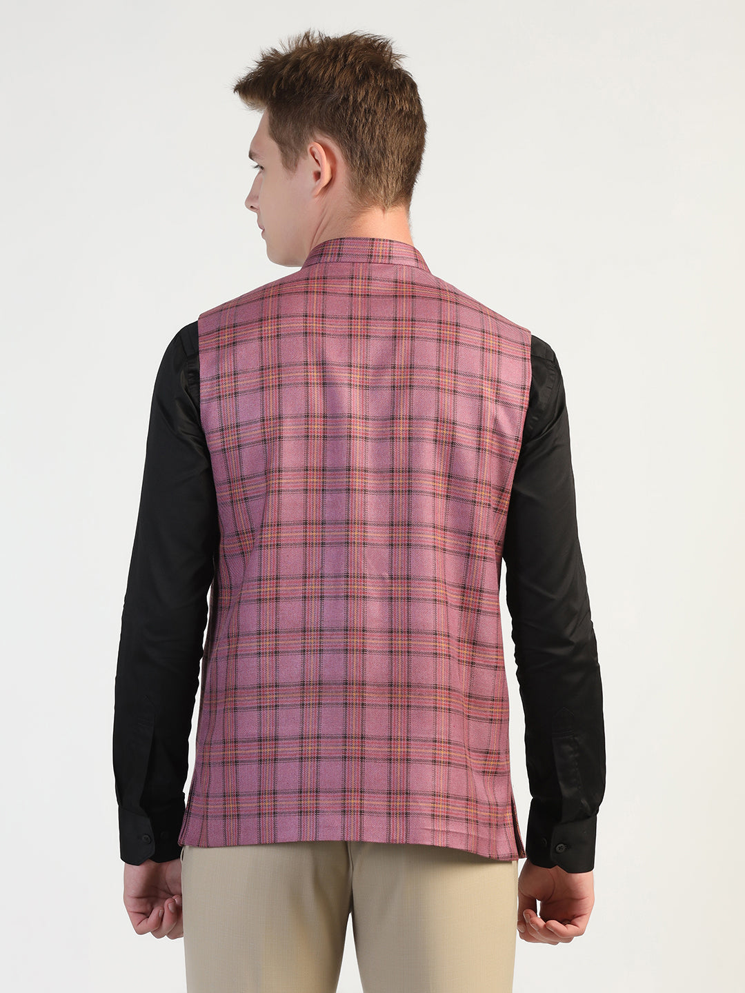 Purple Checked Waistcoat - Tahvo India