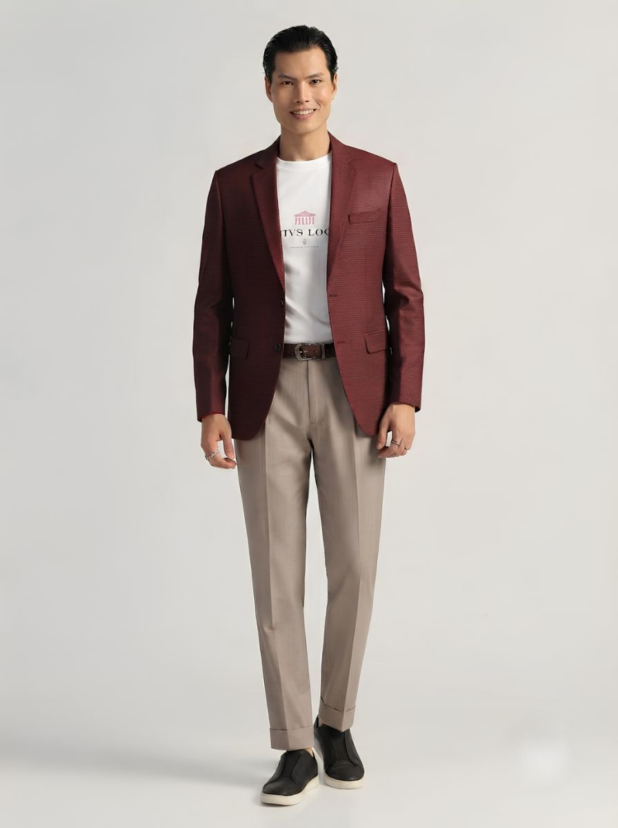 Men's Red Checked Tweed Blazer