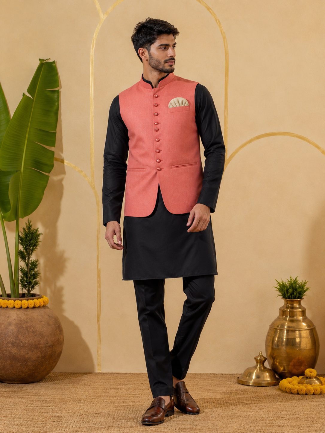 Men Kurta Set With Jacket