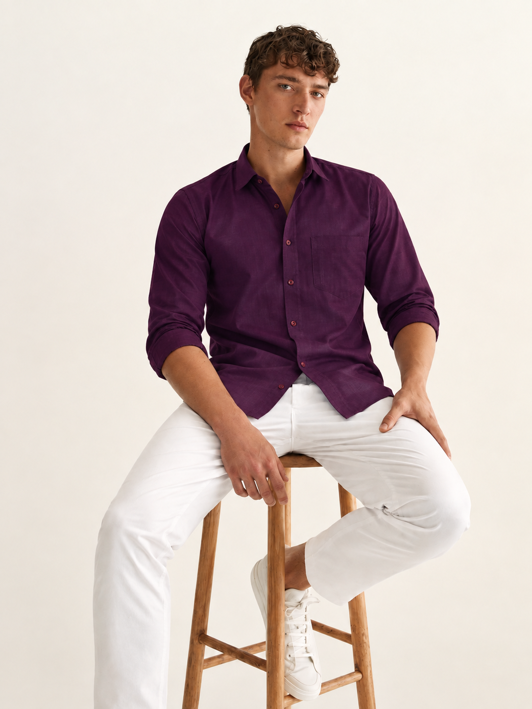 Men Purple Solid Shirt