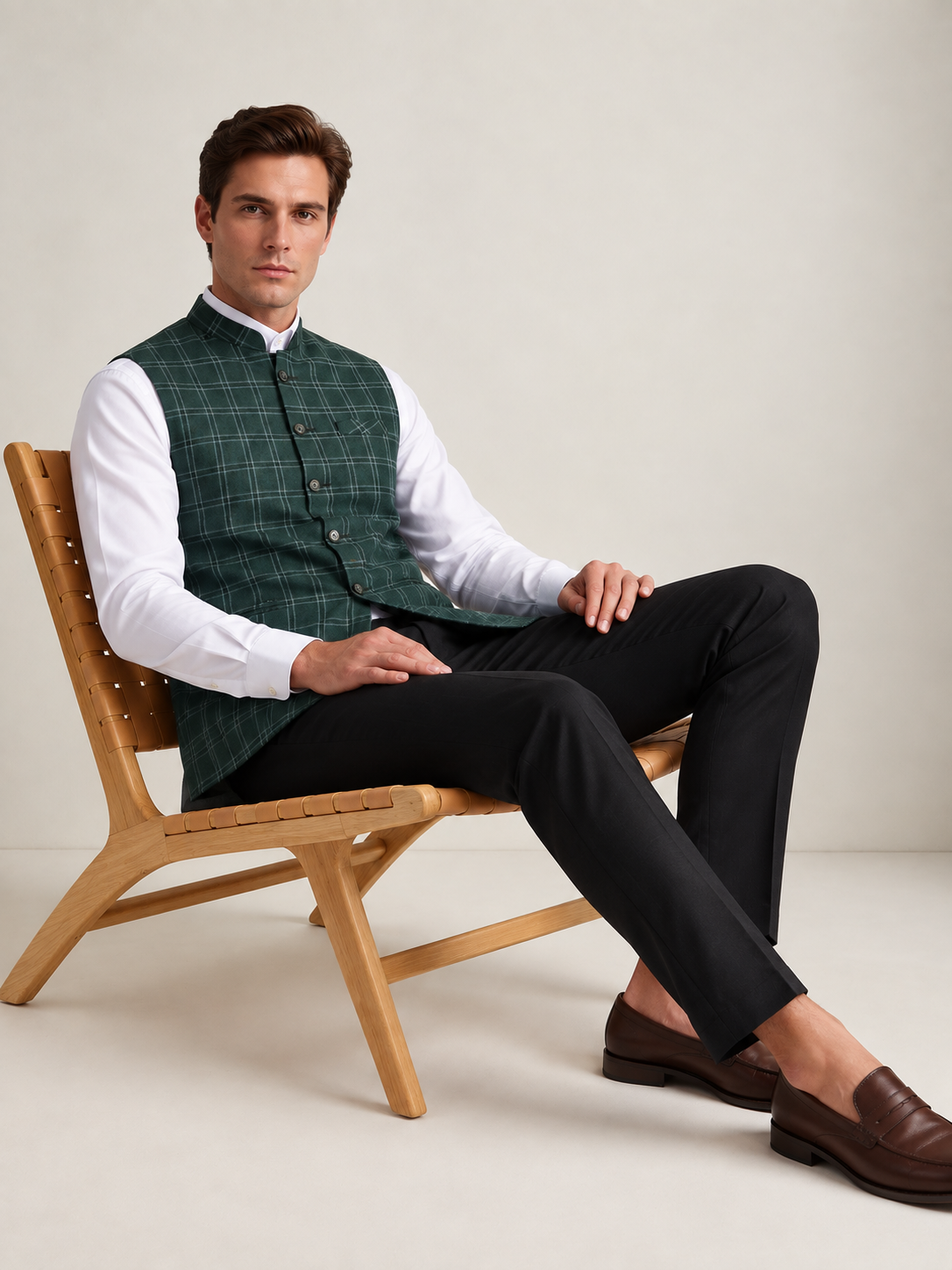 Men Green Tweed Modi Jacket