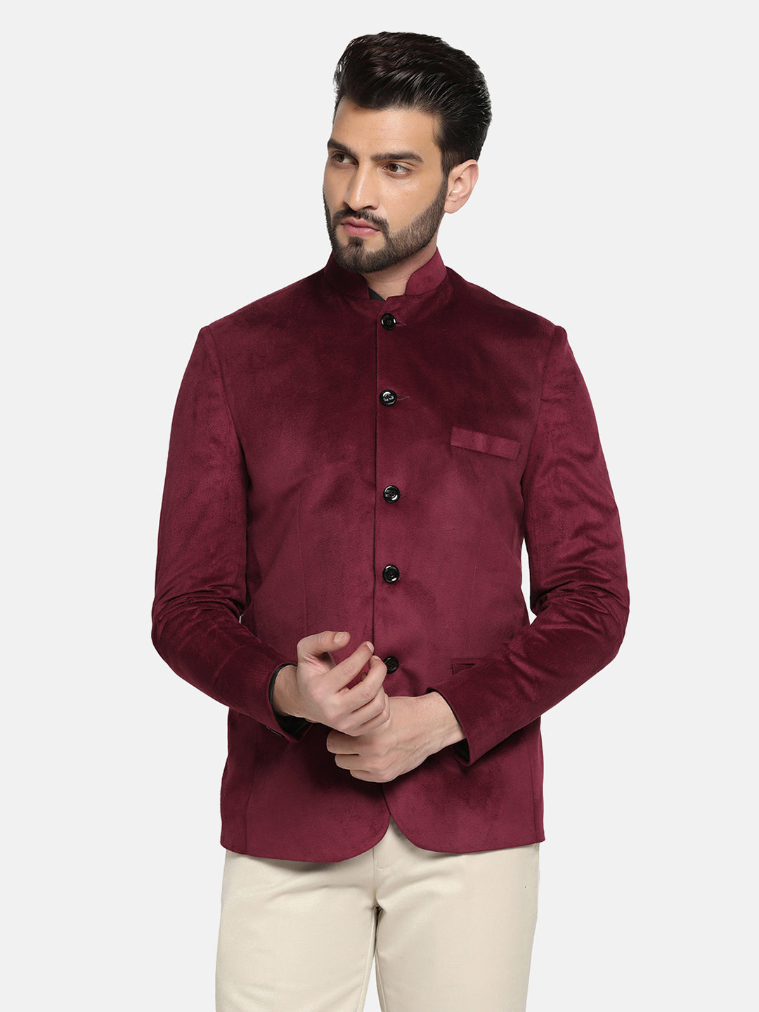 Men Velvet Bandhgala Blazer - Tahvo India
