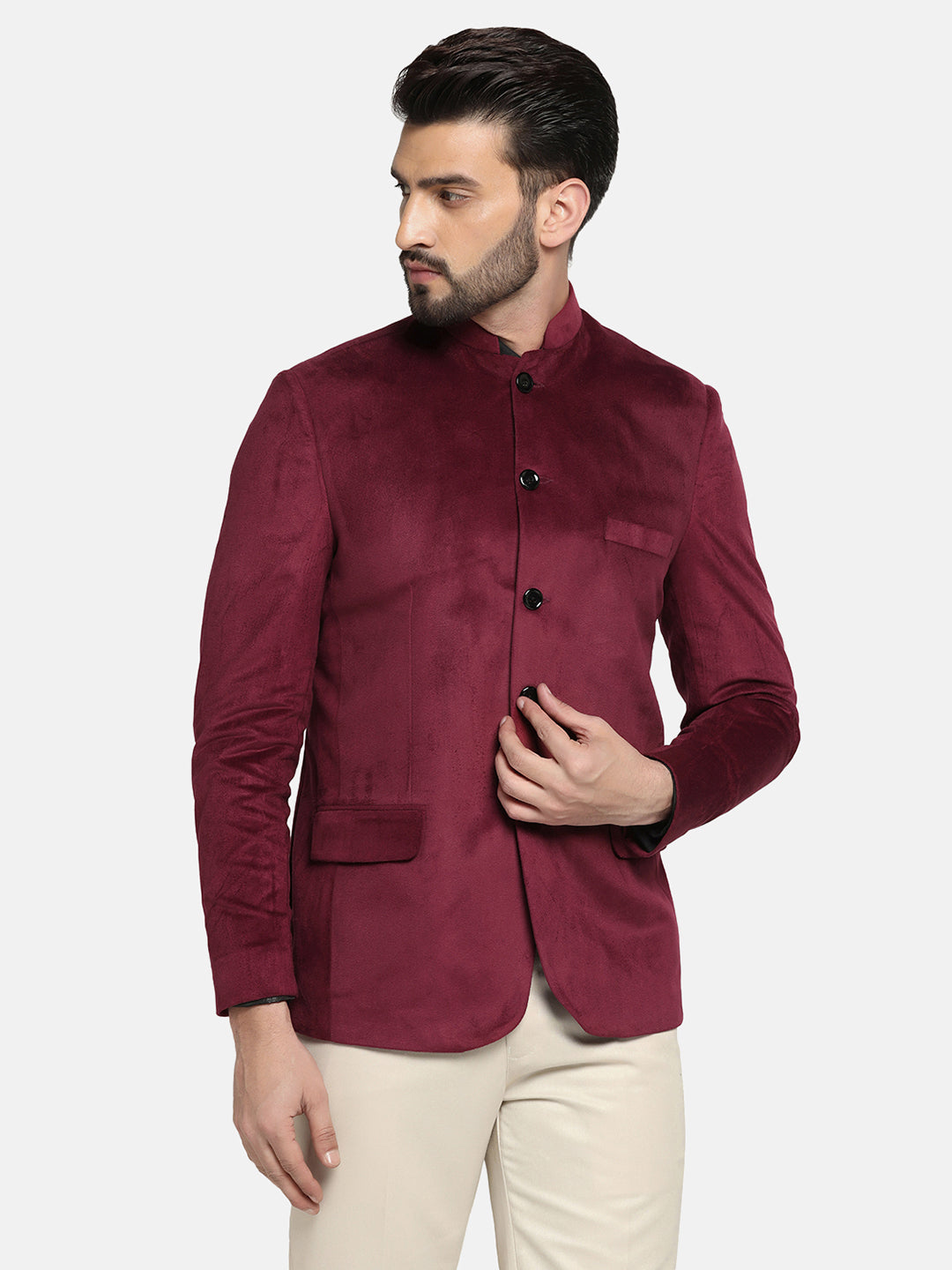 Men Velvet Bandhgala Blazer - Tahvo India