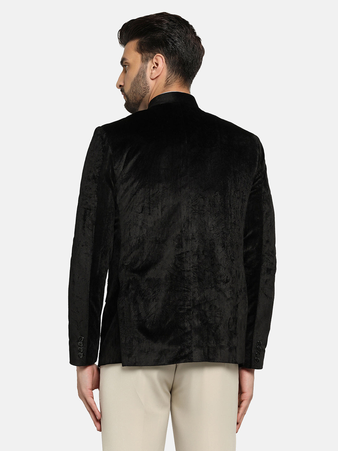 Men Velvet Black Bandhgala Blazer - Tahvo India