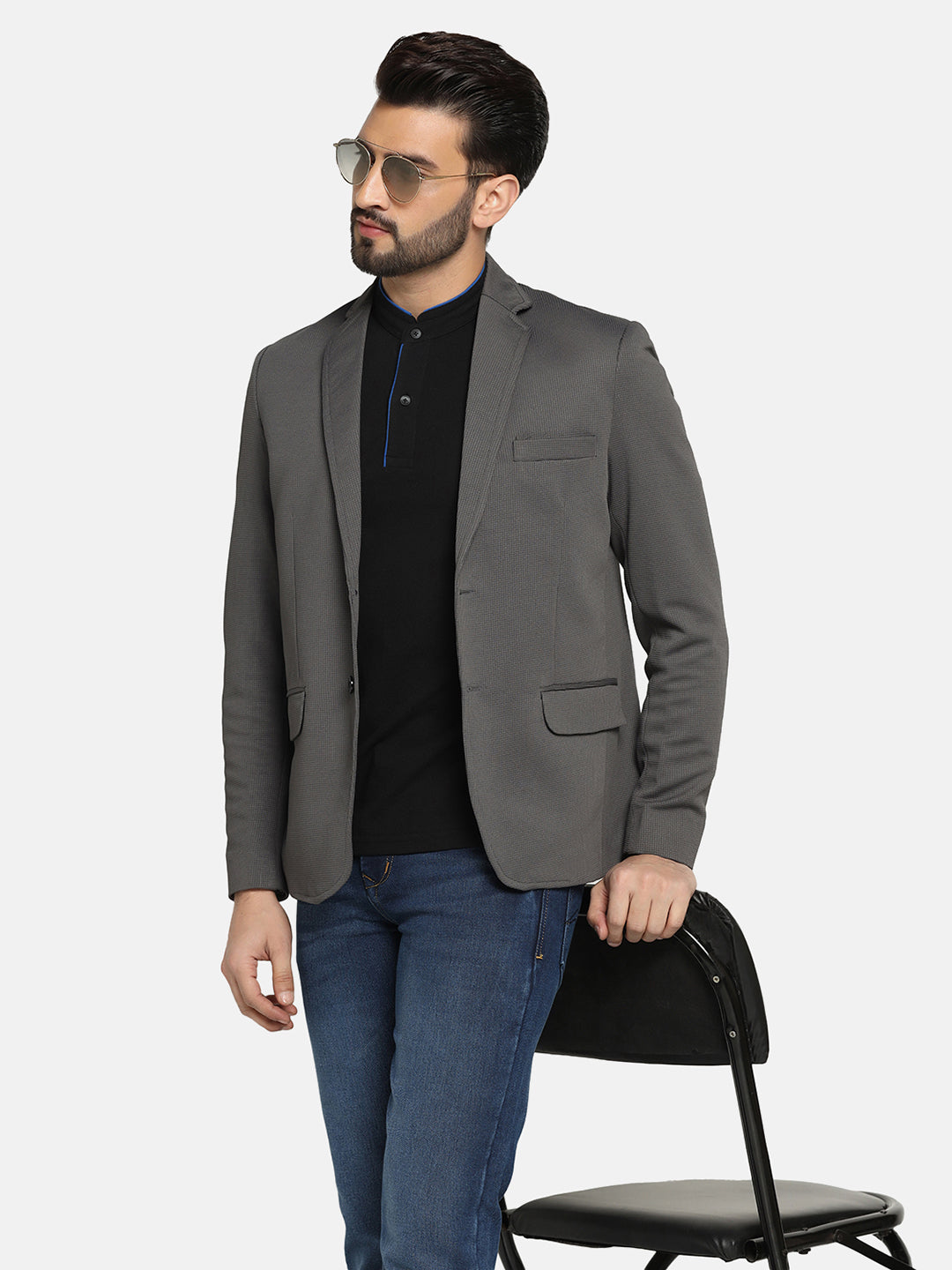 Men Grey Blazer - Tahvo India