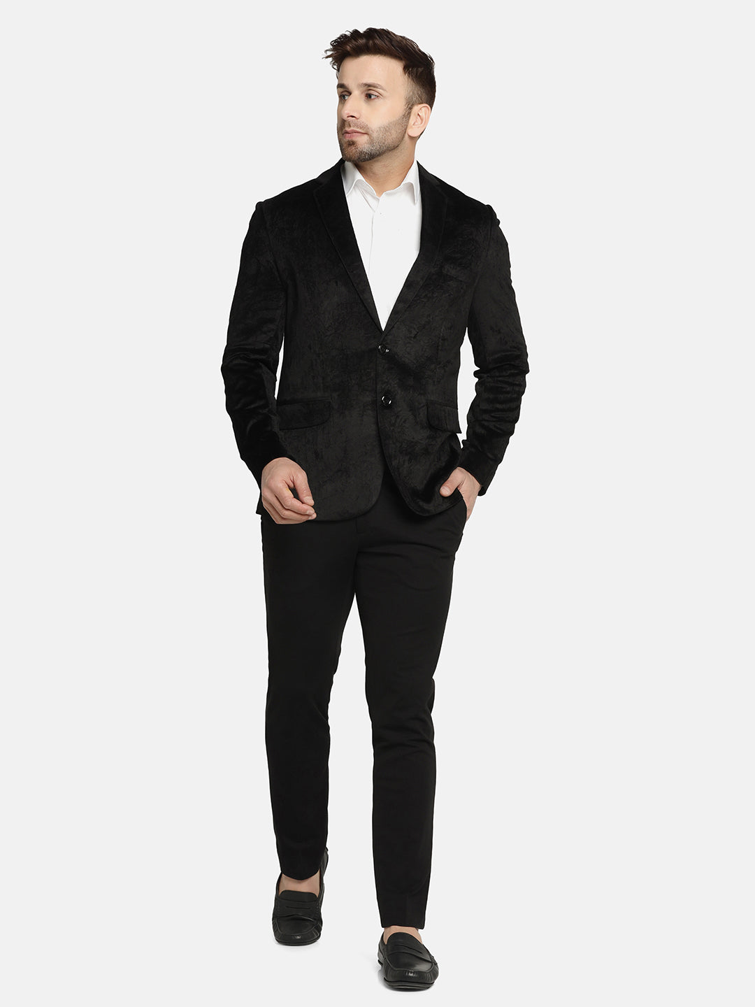 Men Black Velvet Blazer - Tahvo India