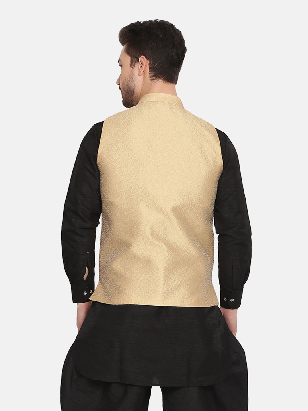 MEN GOLDEN silk blend NEHRU JACKET - Tahvo India