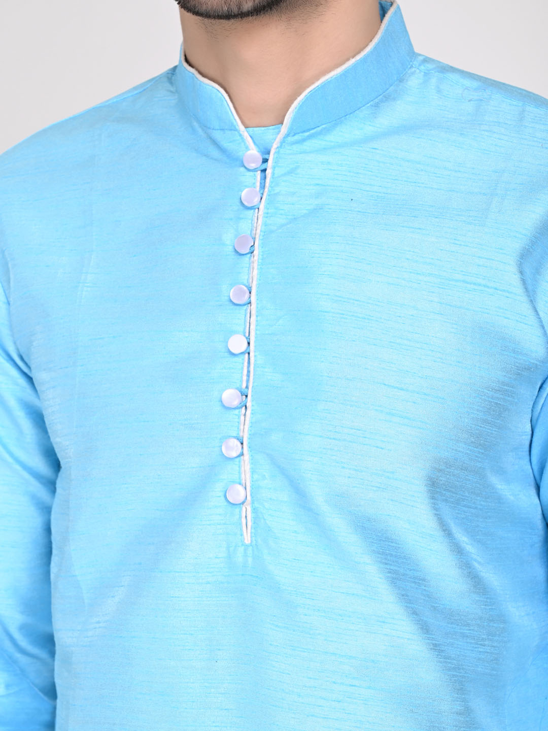 Men Dupion Silk Kurta With Churidar Pyjama - Tahvo India