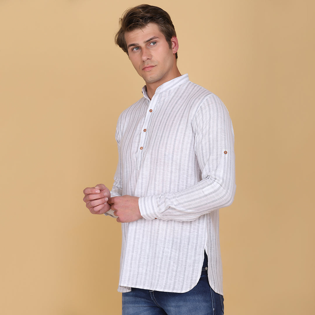 Men Slim Fit Stripes Kurta Shirt - Tahvo India