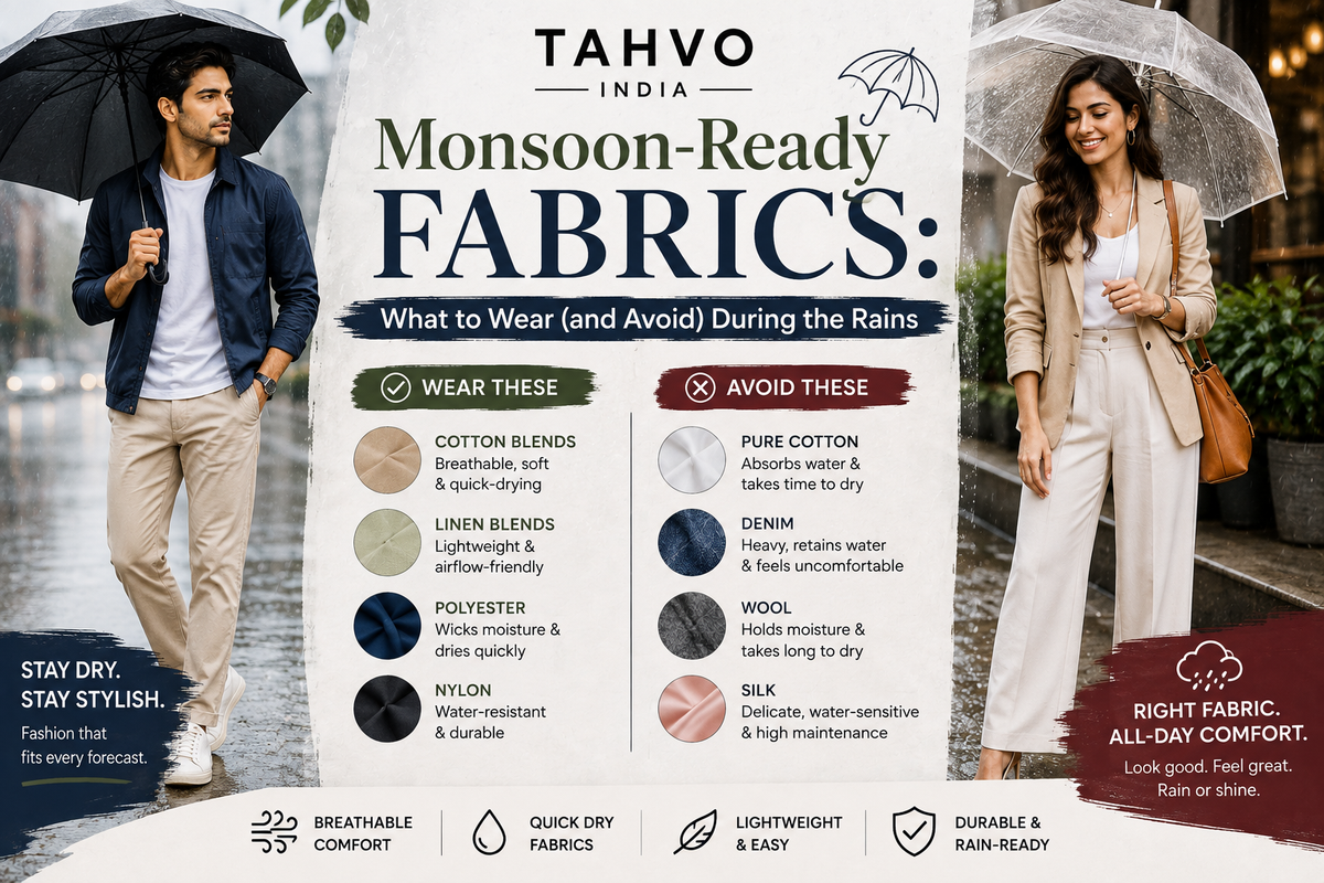 Monsoon-Ready Fabrics: What to Wear (and Avoid) During the Rains