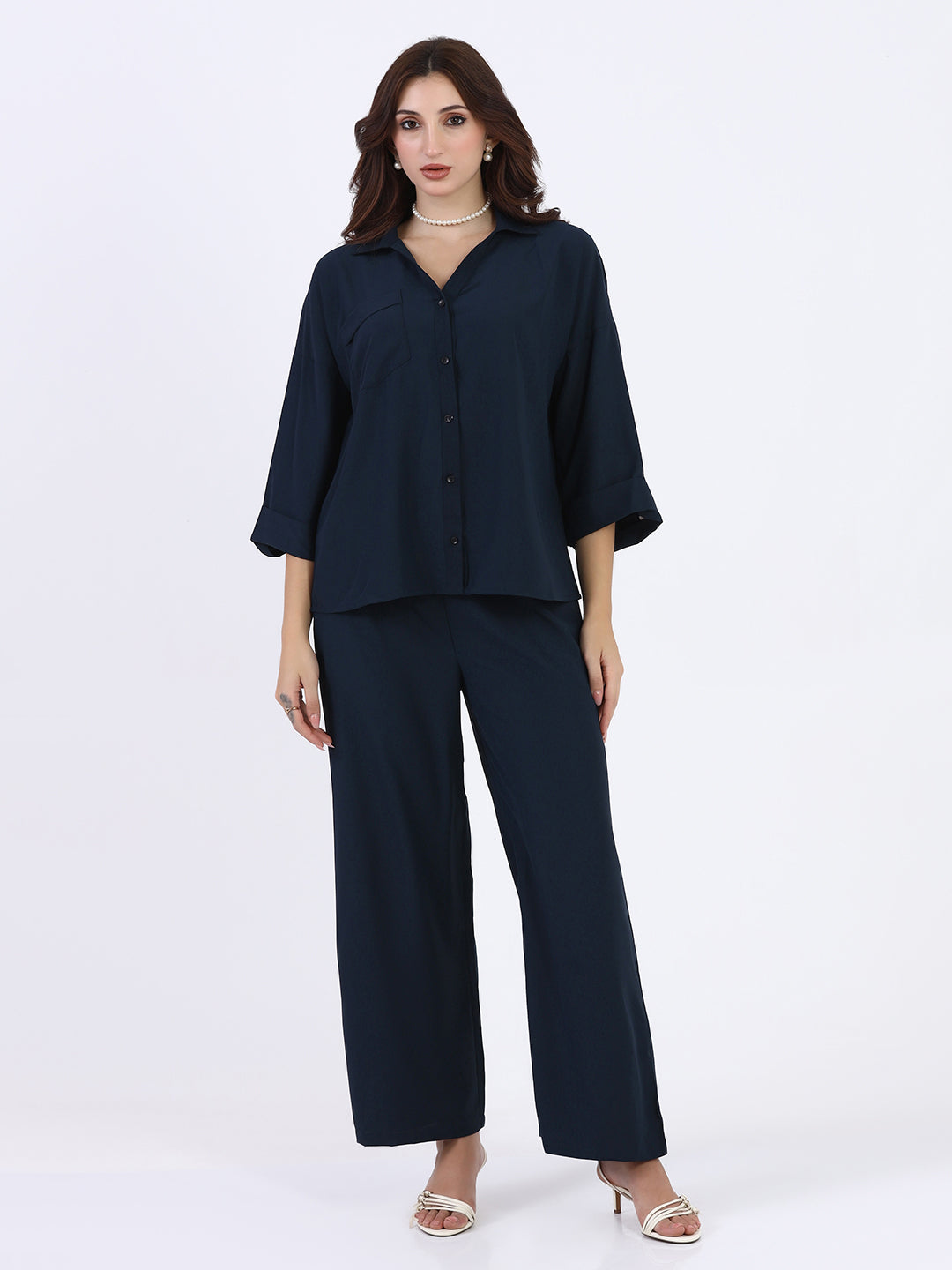Blue coords set of trousers and shirt