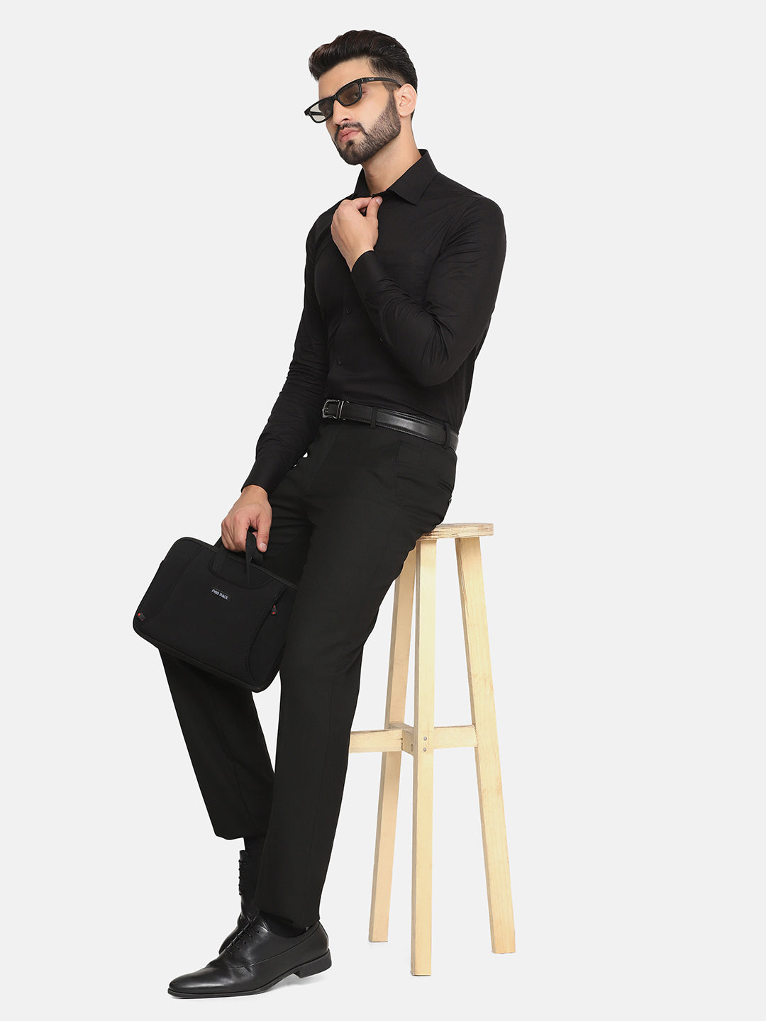 Men Black Four Way Trousers - Tahvo India