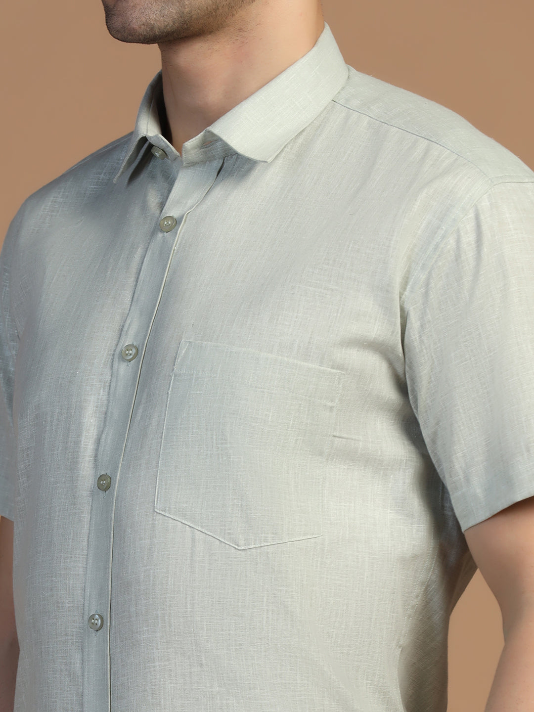 Green Linen Half Sleeves Shirt - Tahvo India