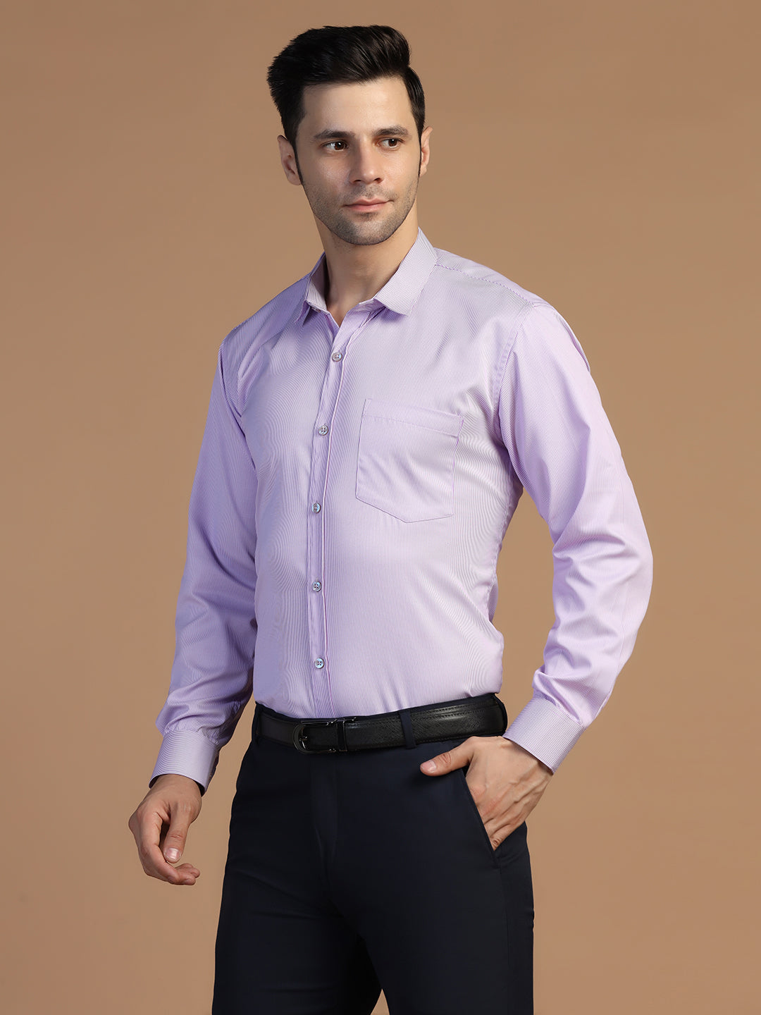 Purple Stripes Full Sleeves Shirt - Tahvo India