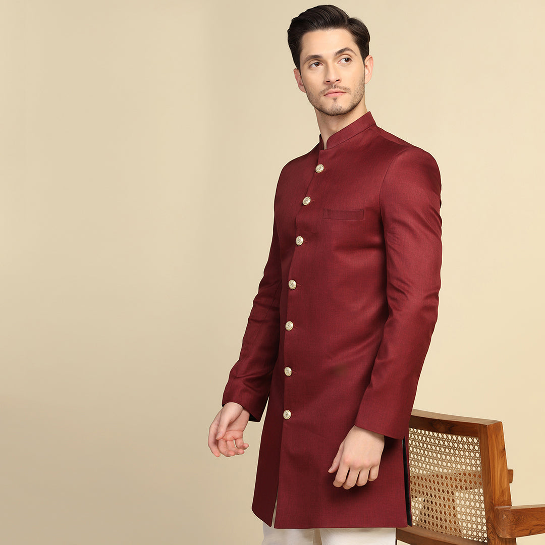 Men Maroon Sherwani