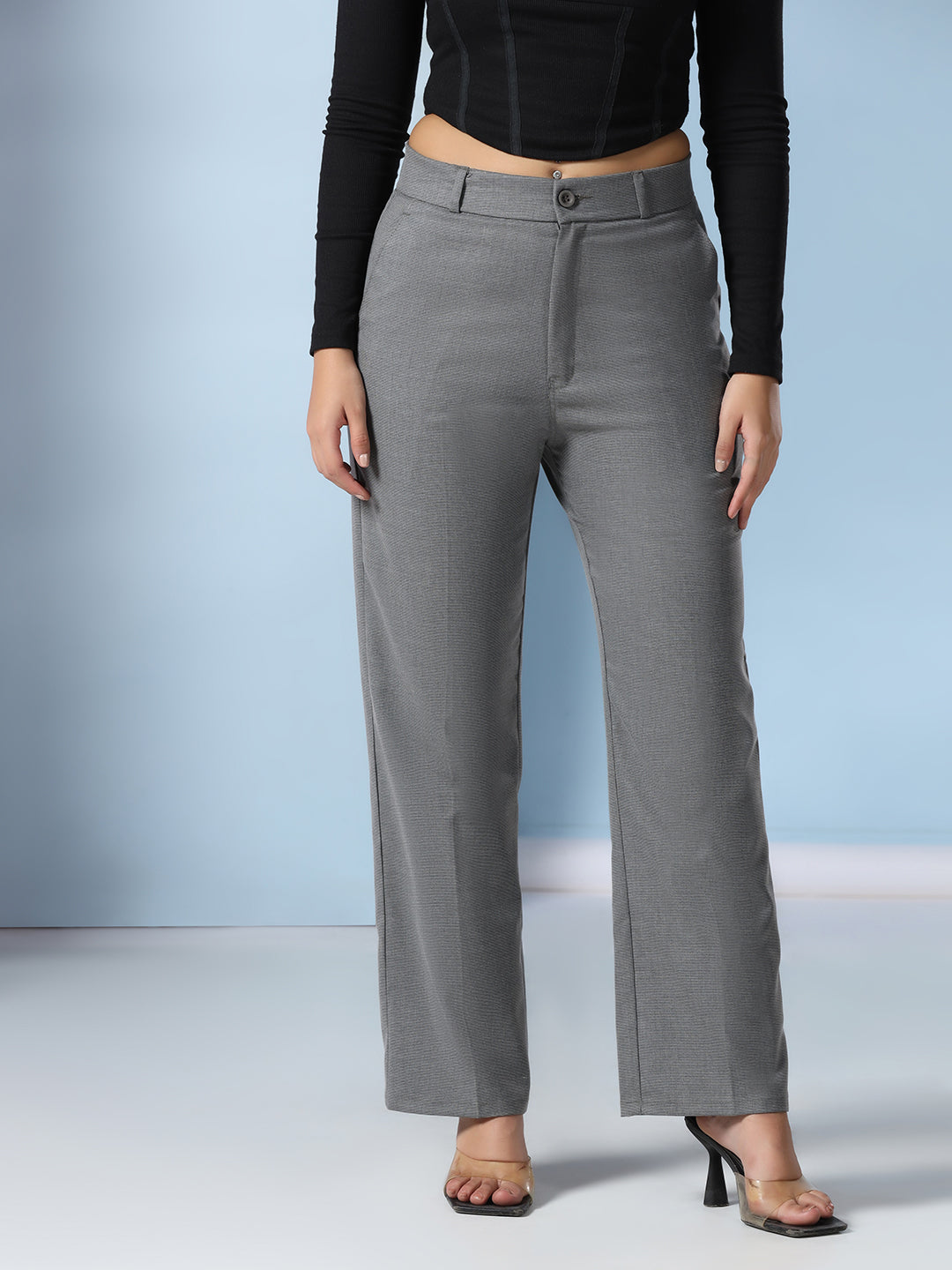 Women Dark Grey checkered trousers