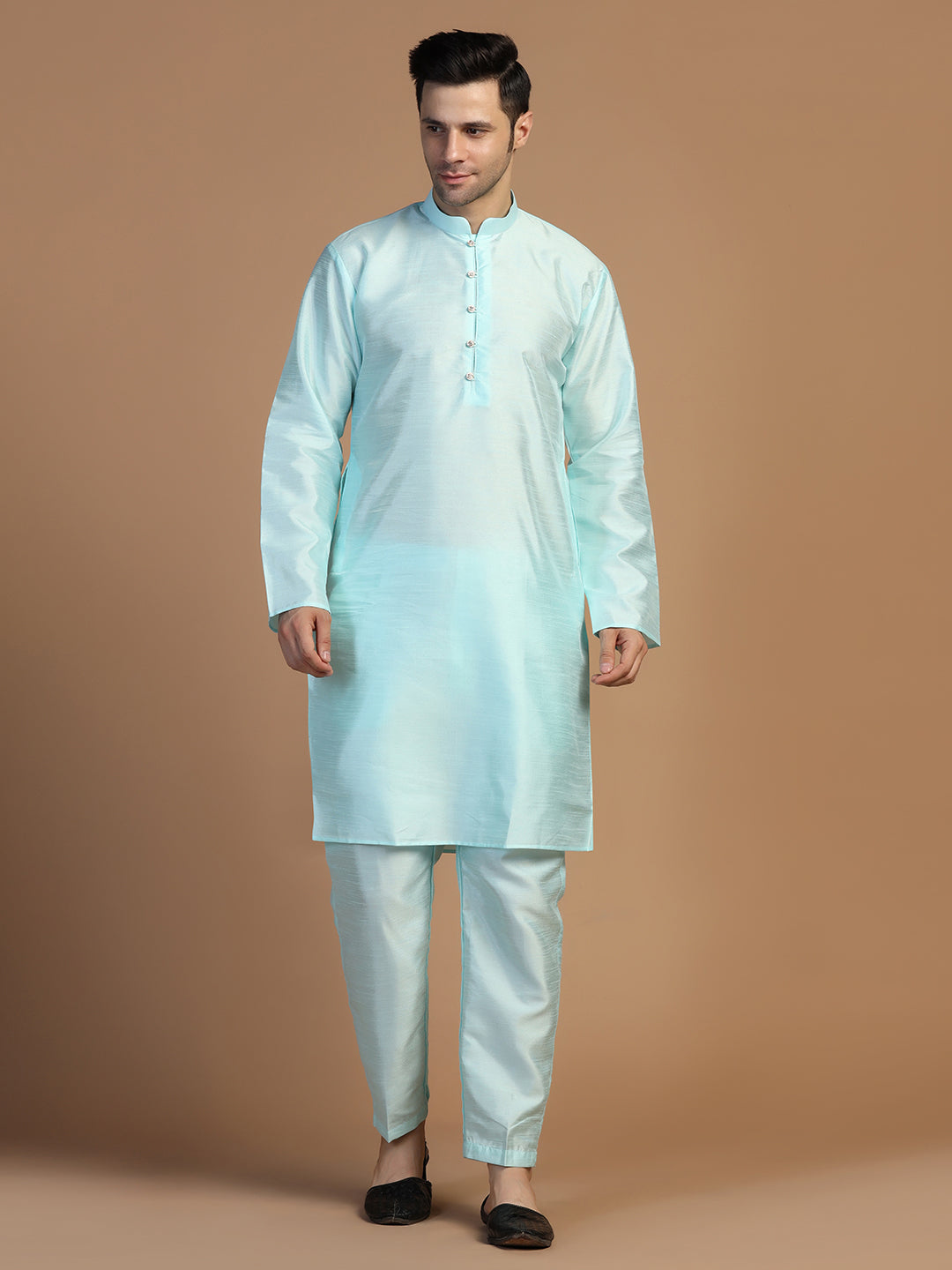 Blue Dupion Kurta Set - Tahvo India