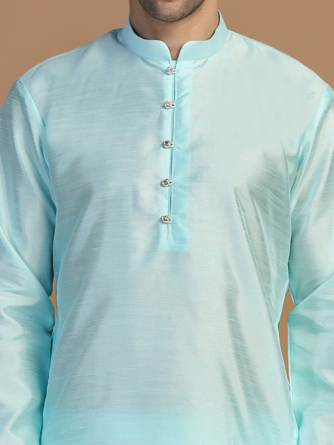 Blue Dupion Kurta Set - Tahvo India