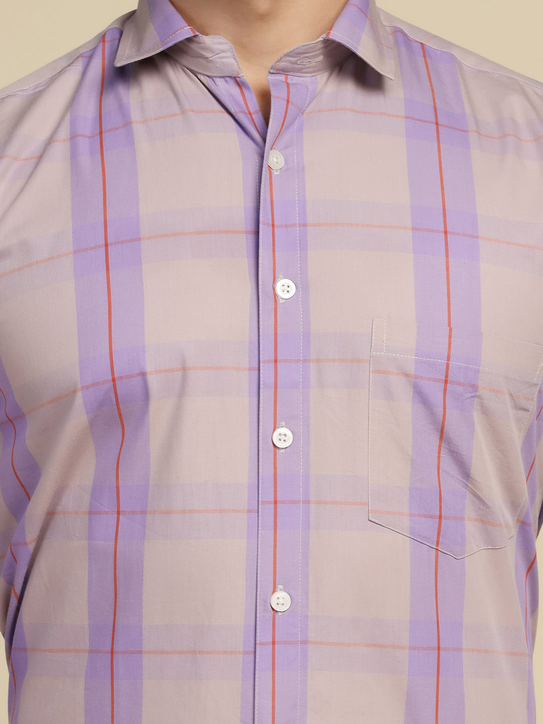 Men Purple Checkered Shirt - Tahvo India