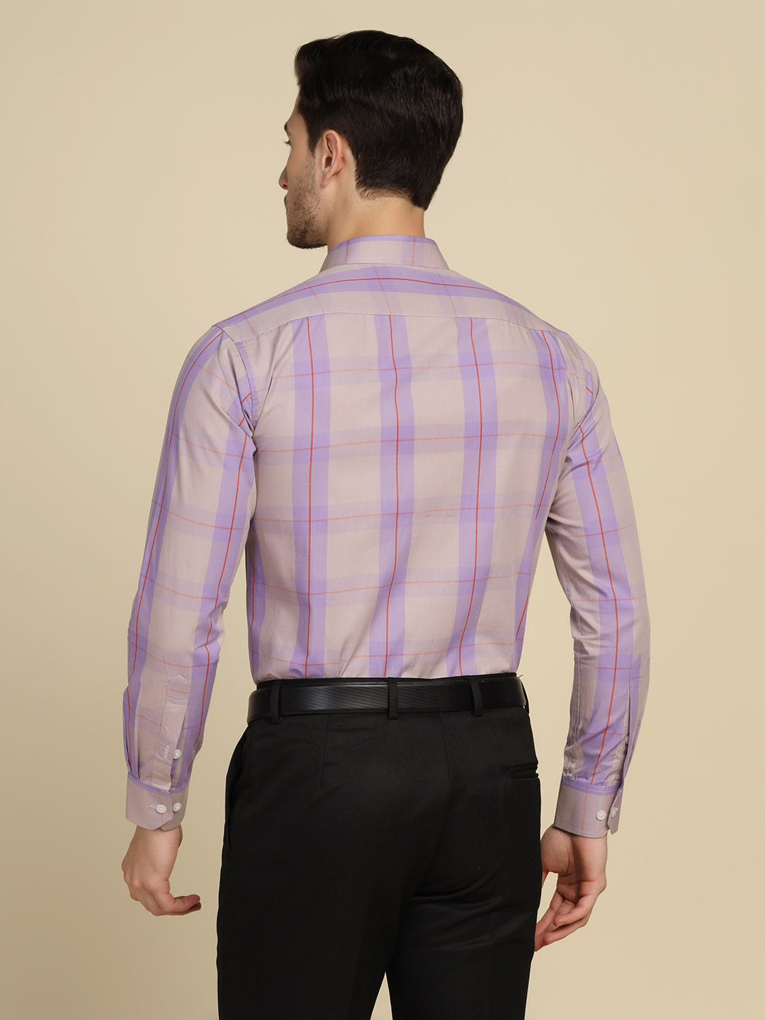 Men Purple Checkered Shirt - Tahvo India