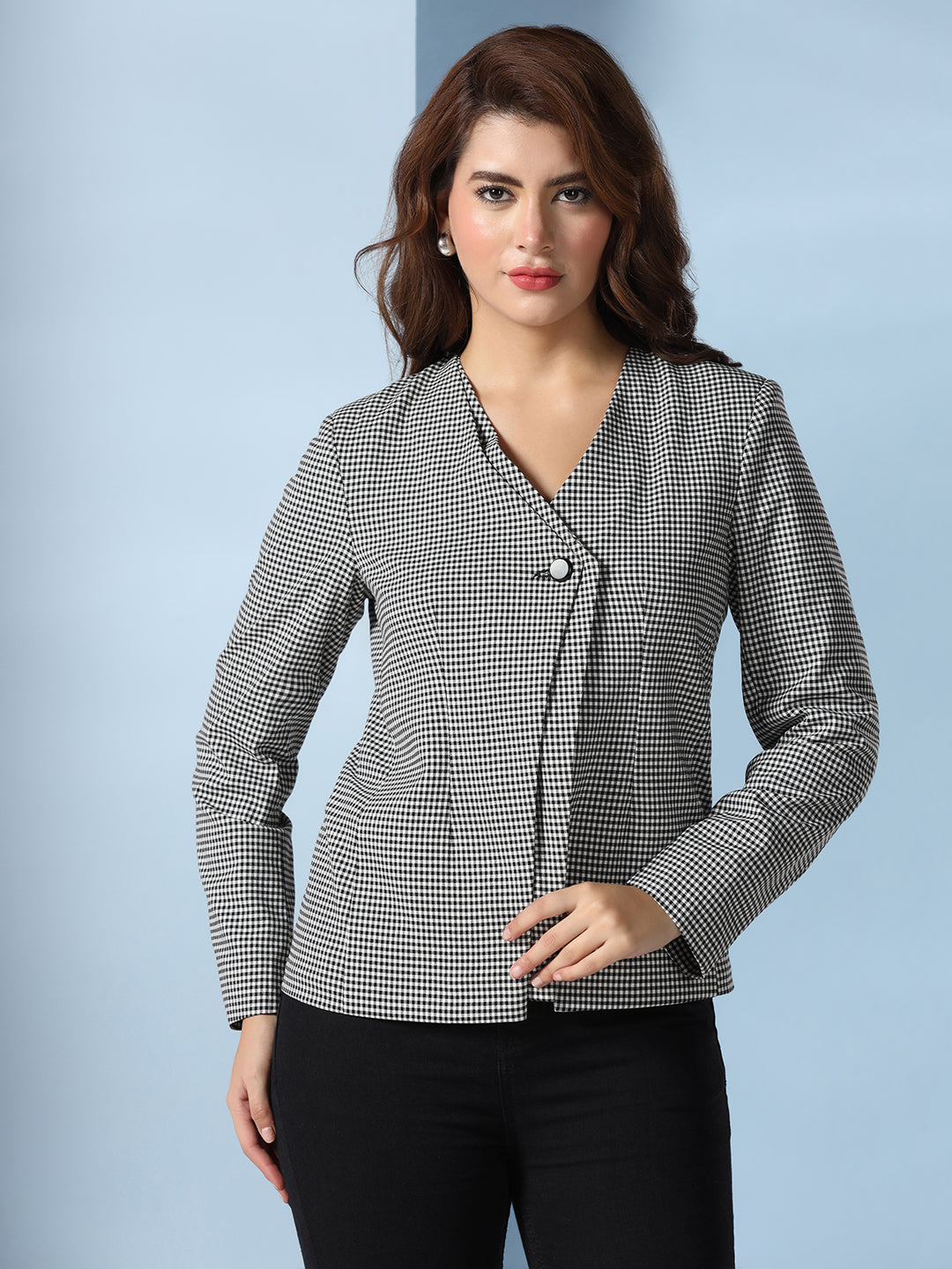 Black checkered women Jacket
