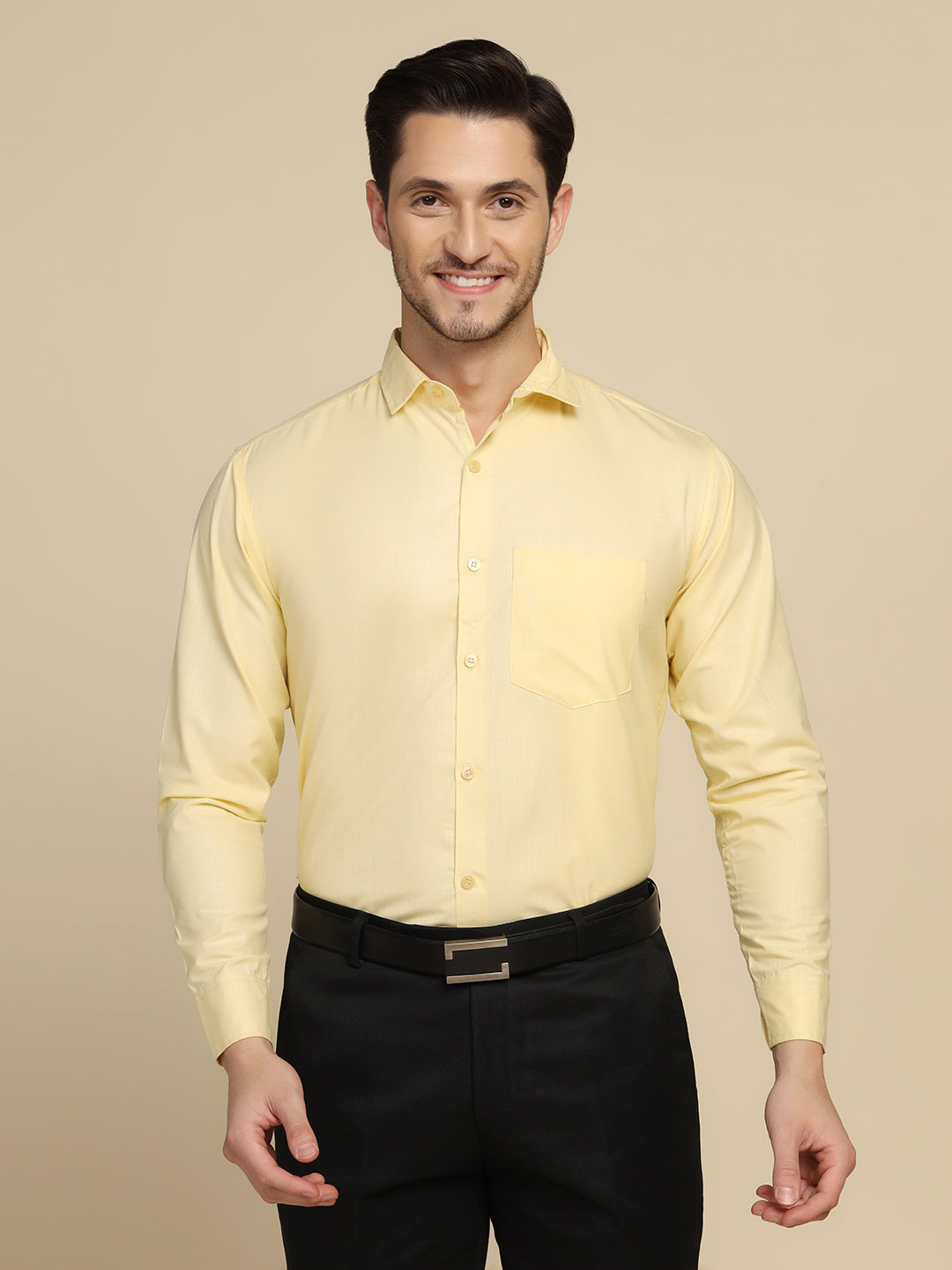 Men Solid Yellow Shirt - Tahvo India