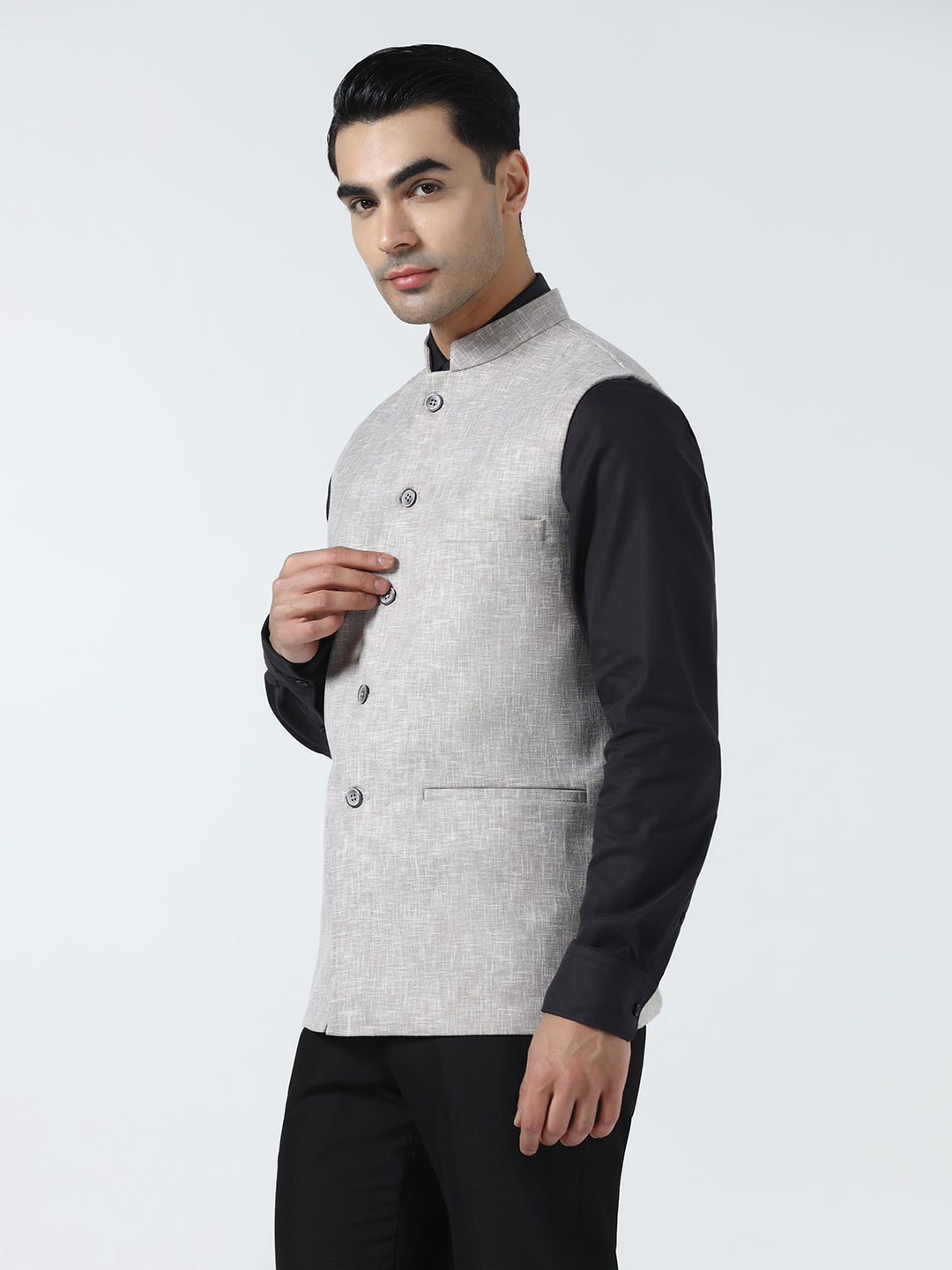 Men Brown Linen Jacket