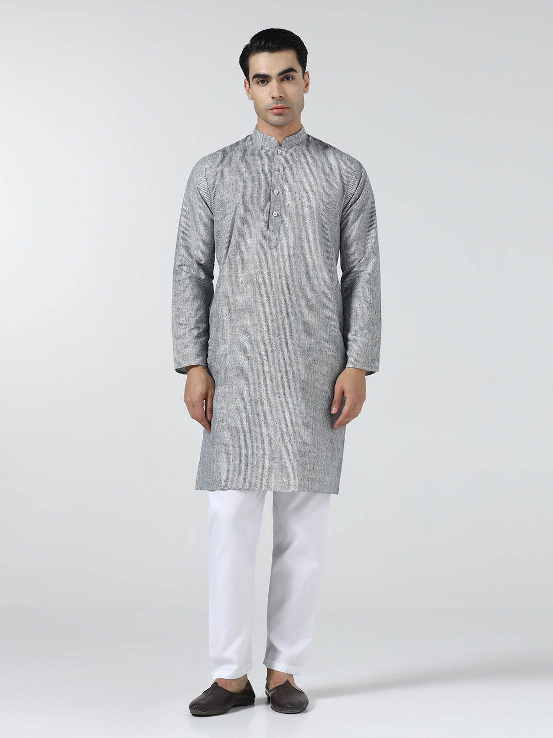 Men Grey stripes kurta set