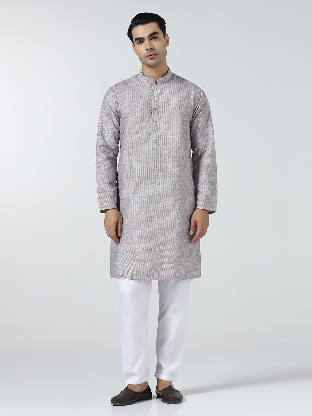 Men Maroon Stripes Kurta set