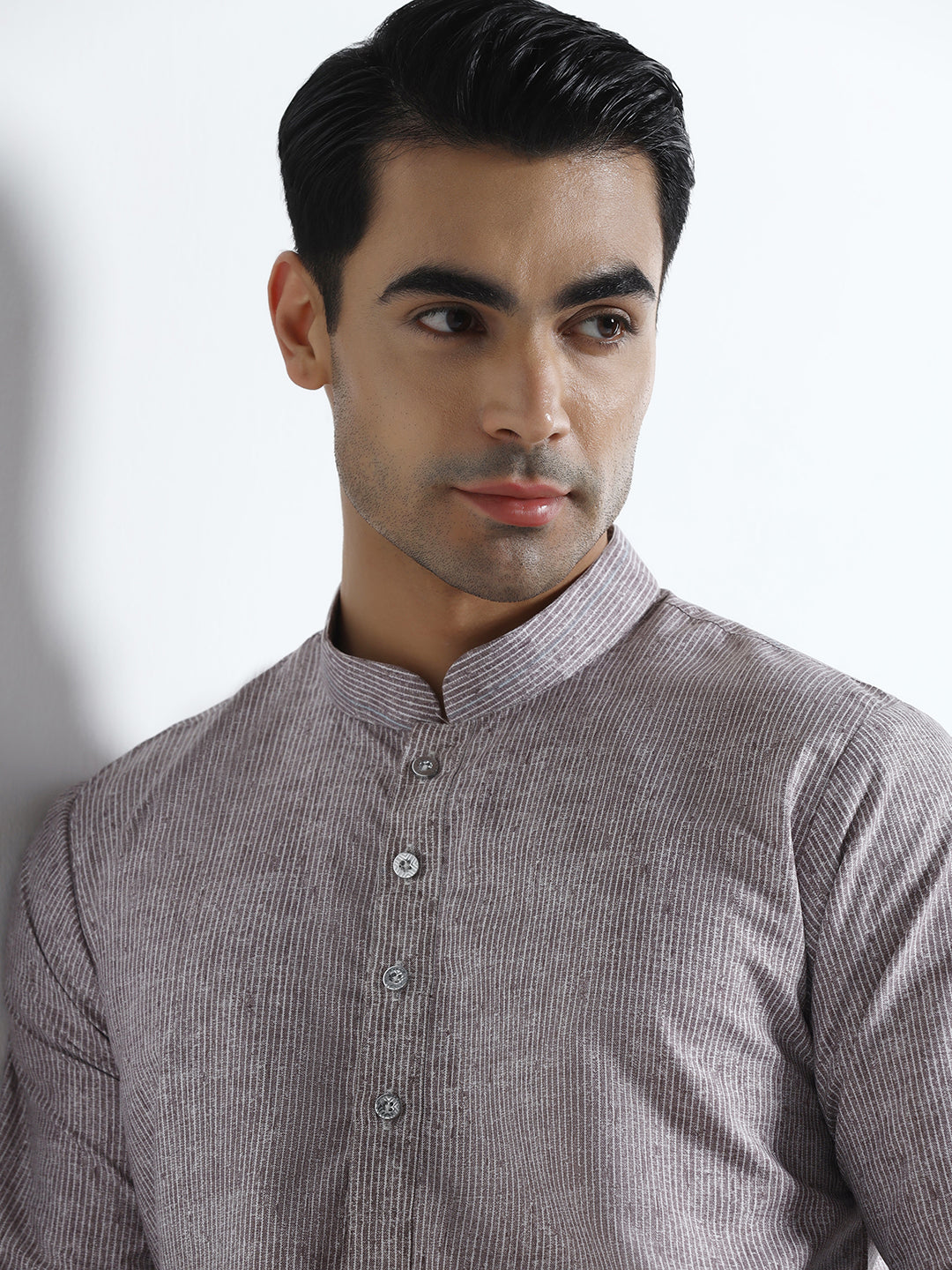 Men Maroon Stripes Kurta set
