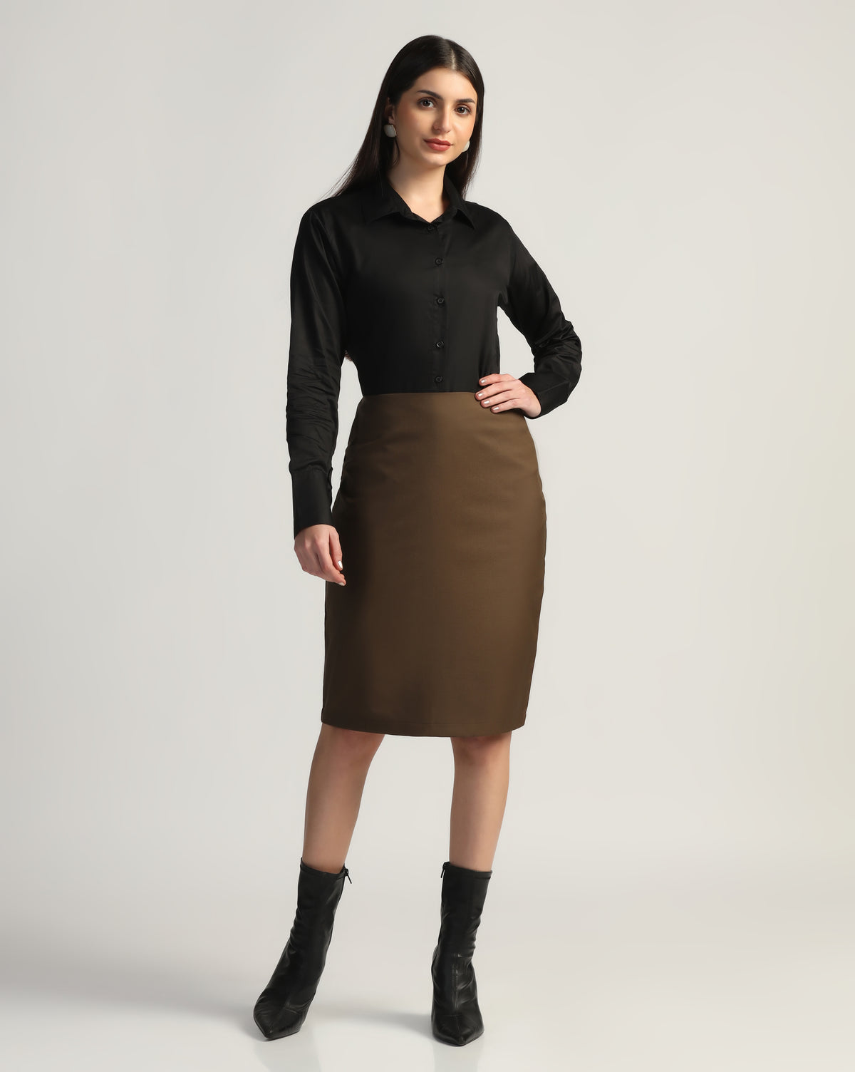 Women Brown knee length skirt - Tahvo India