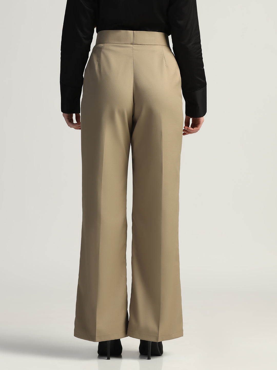 Women Beige High Waist Trouser