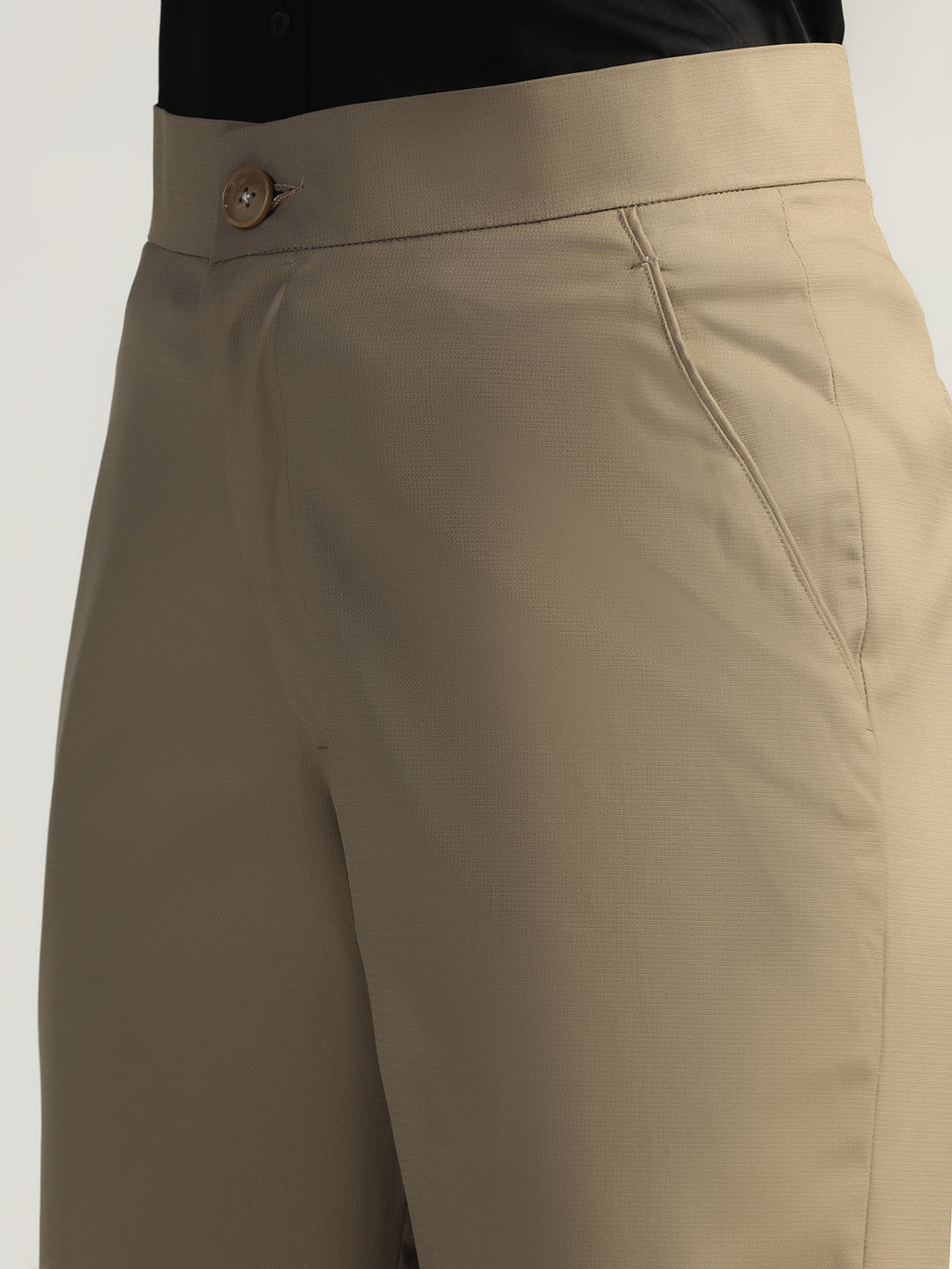 Women Beige High Waist Trouser