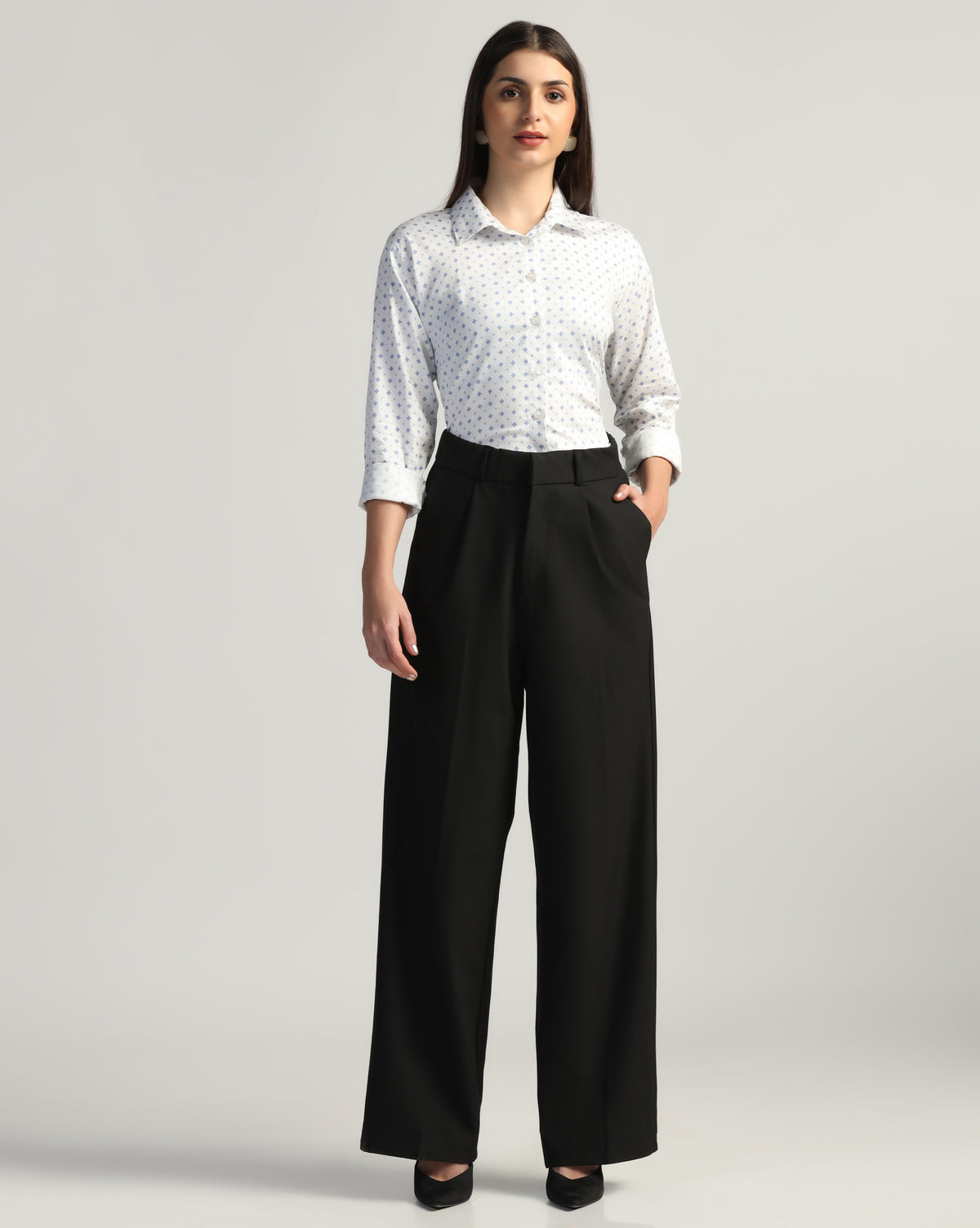 Women Black High Waist Trouser - Tahvo India