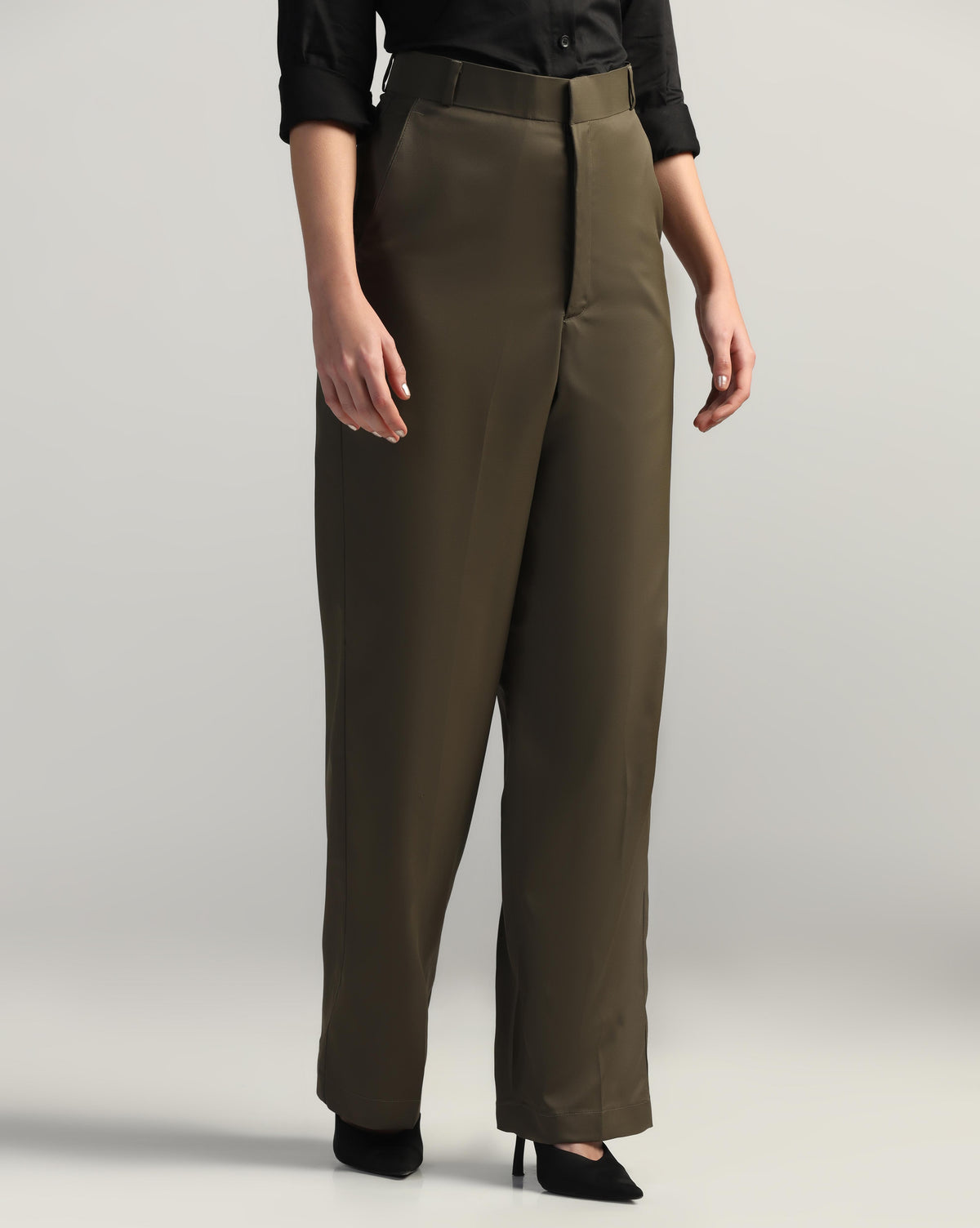 Women Green High Waist Trouser - Tahvo India