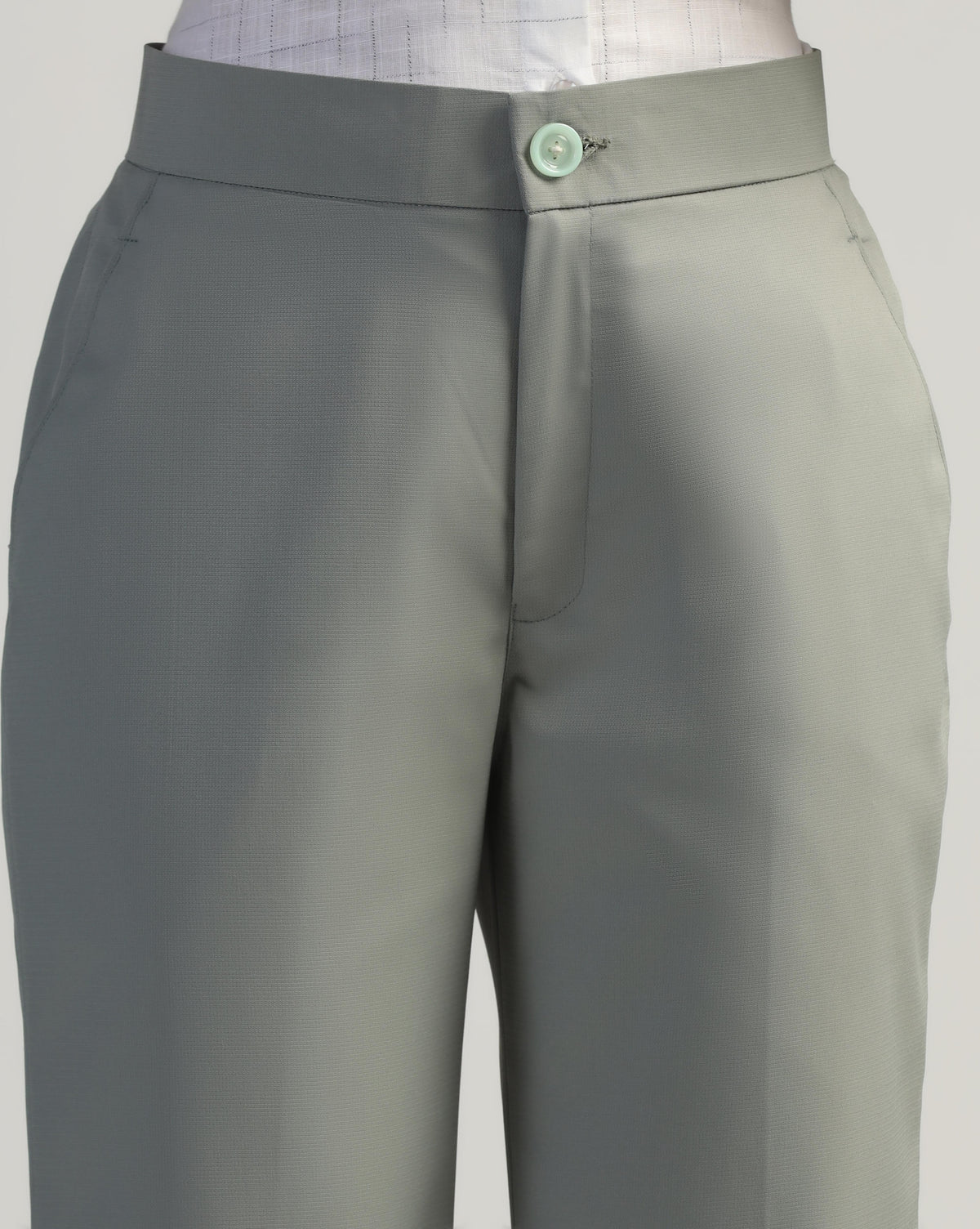 Women Pastel Grey High Waist Trouser - Tahvo India