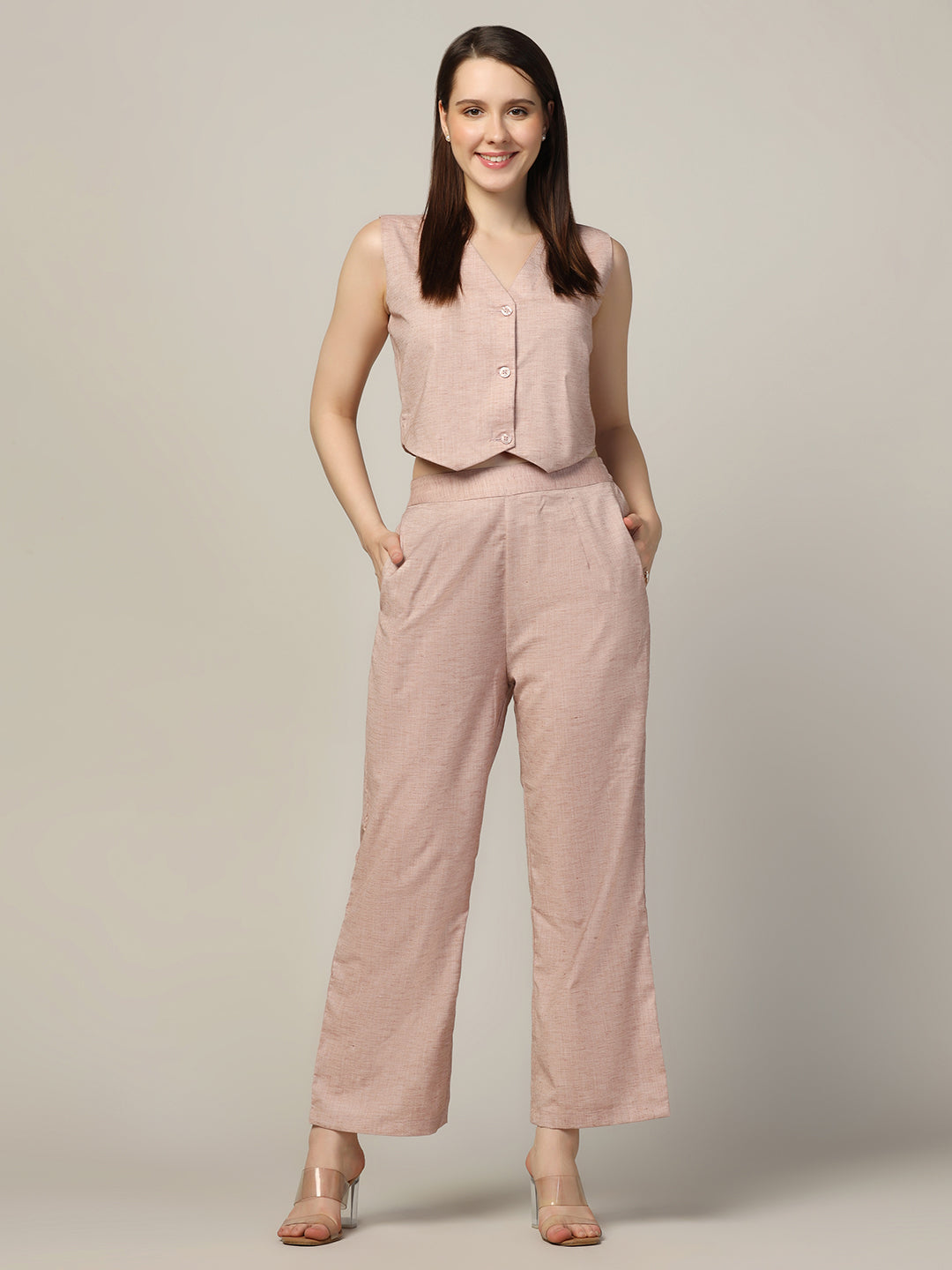 Women linen waistcoat with trousers - Tahvo India