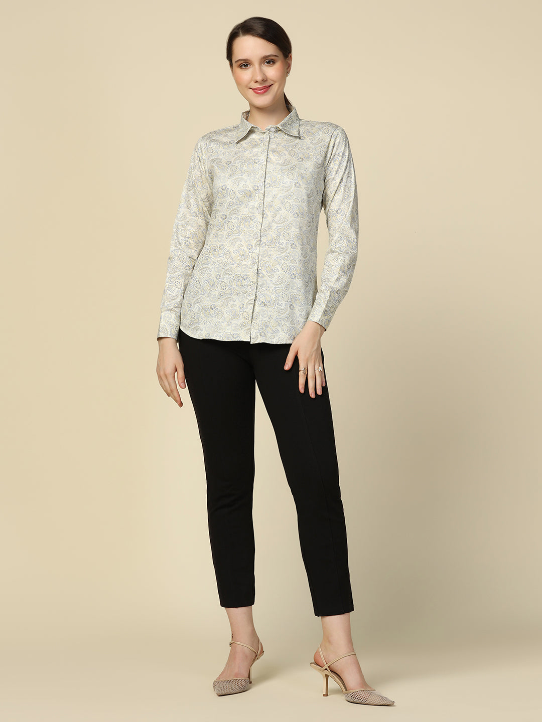 Women white printed shirt - Tahvo India