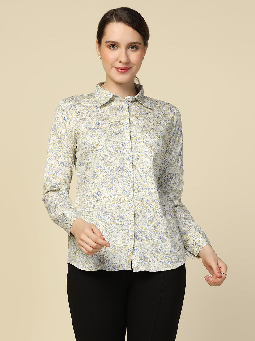 Women white printed shirt - Tahvo India