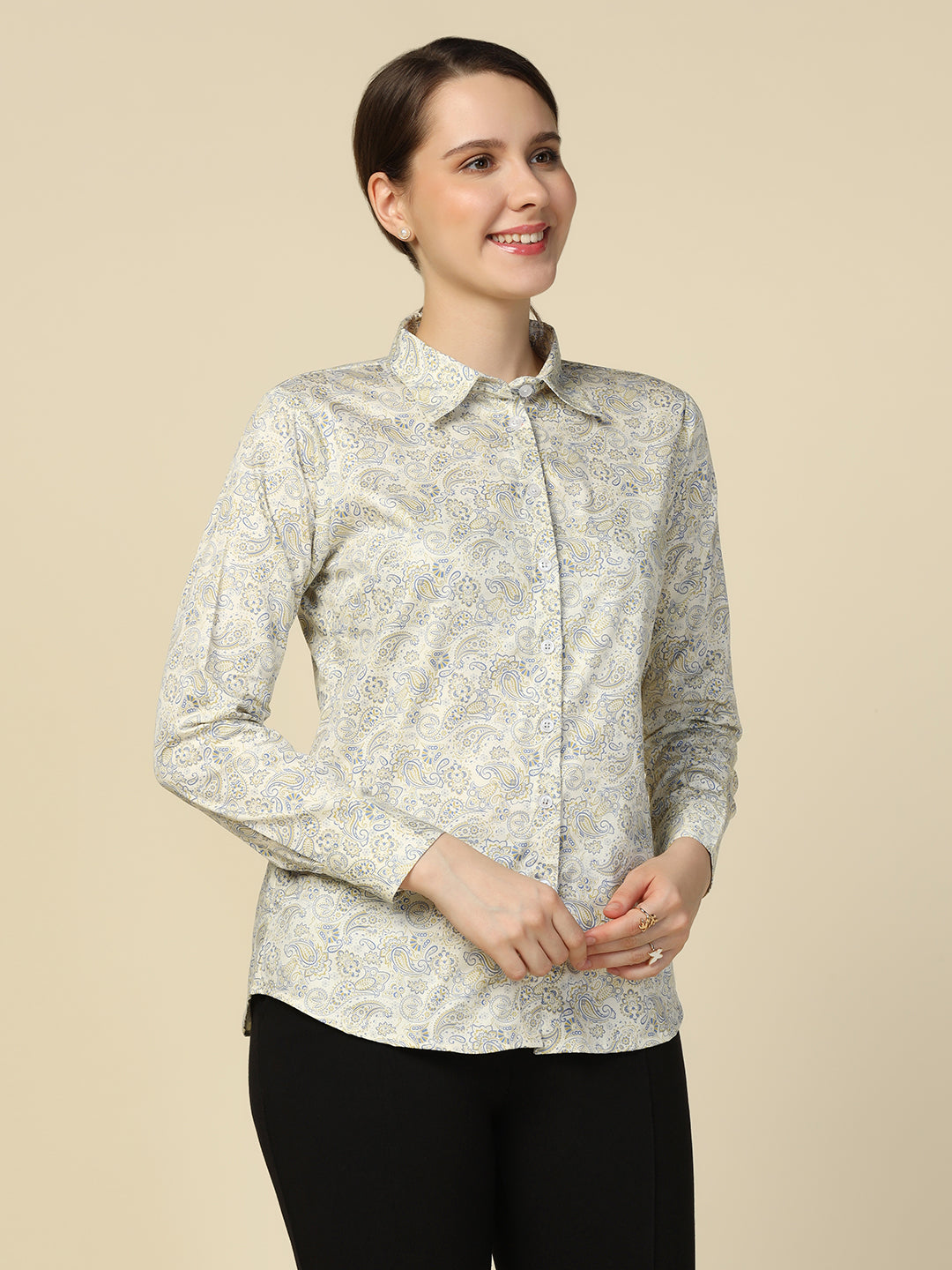Women white printed shirt - Tahvo India