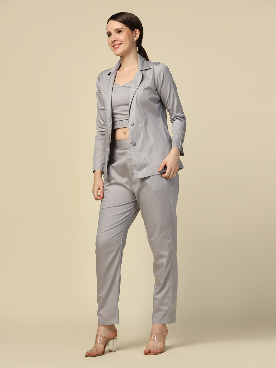 women Cotton trousers with blazer and inner - Tahvo India