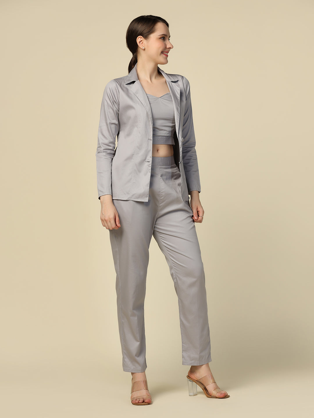 women Cotton trousers with blazer and inner - Tahvo India