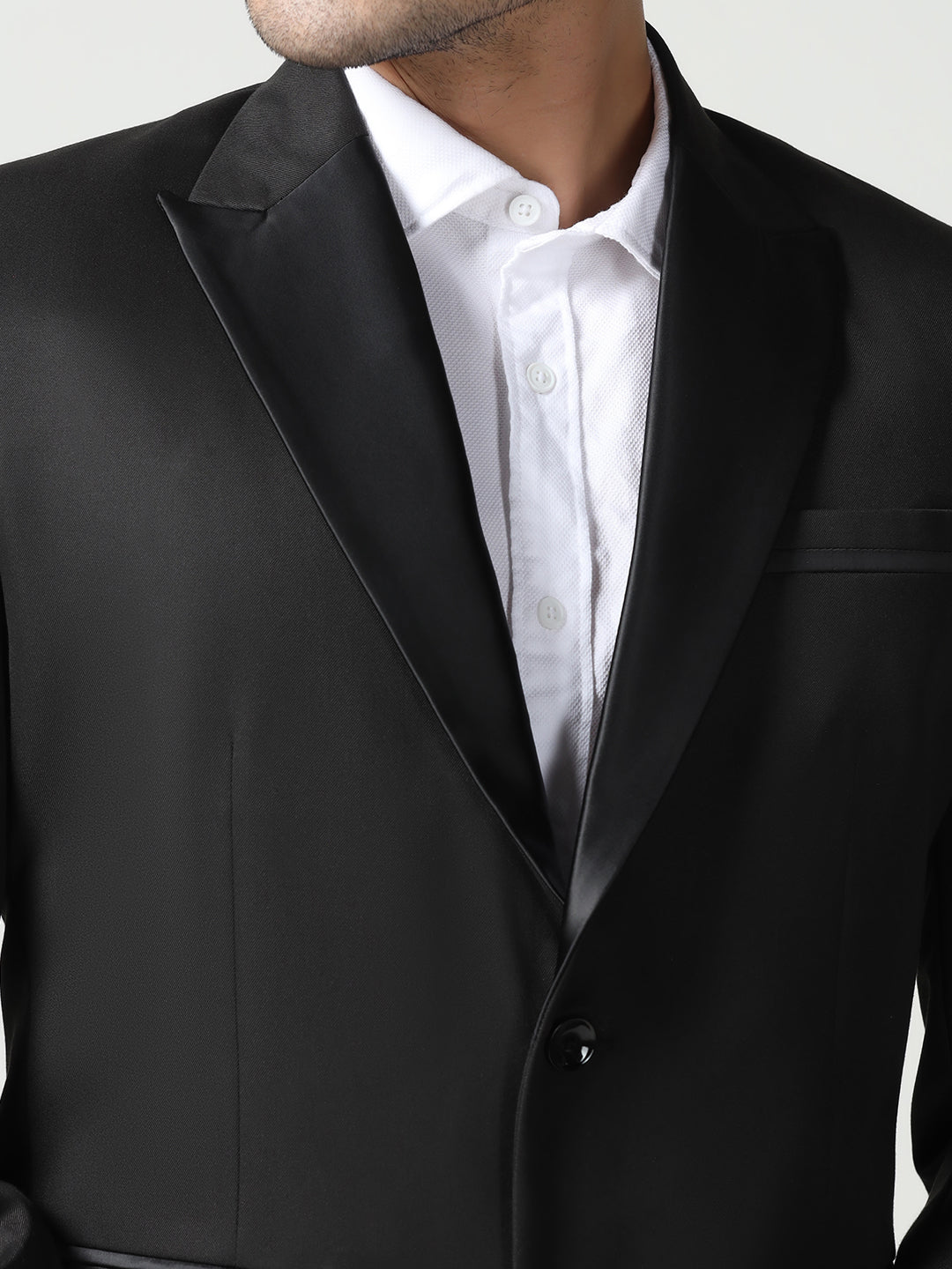 Men Black Peak Lapel Collar Tuxedo Suit